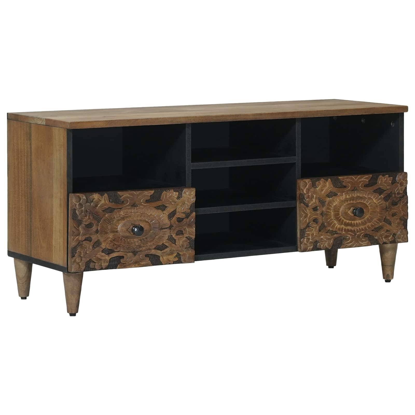 vidaXL TV-Schränk mit Regal Braun 100 x 33,5 x 46 cm Massivholz Mango