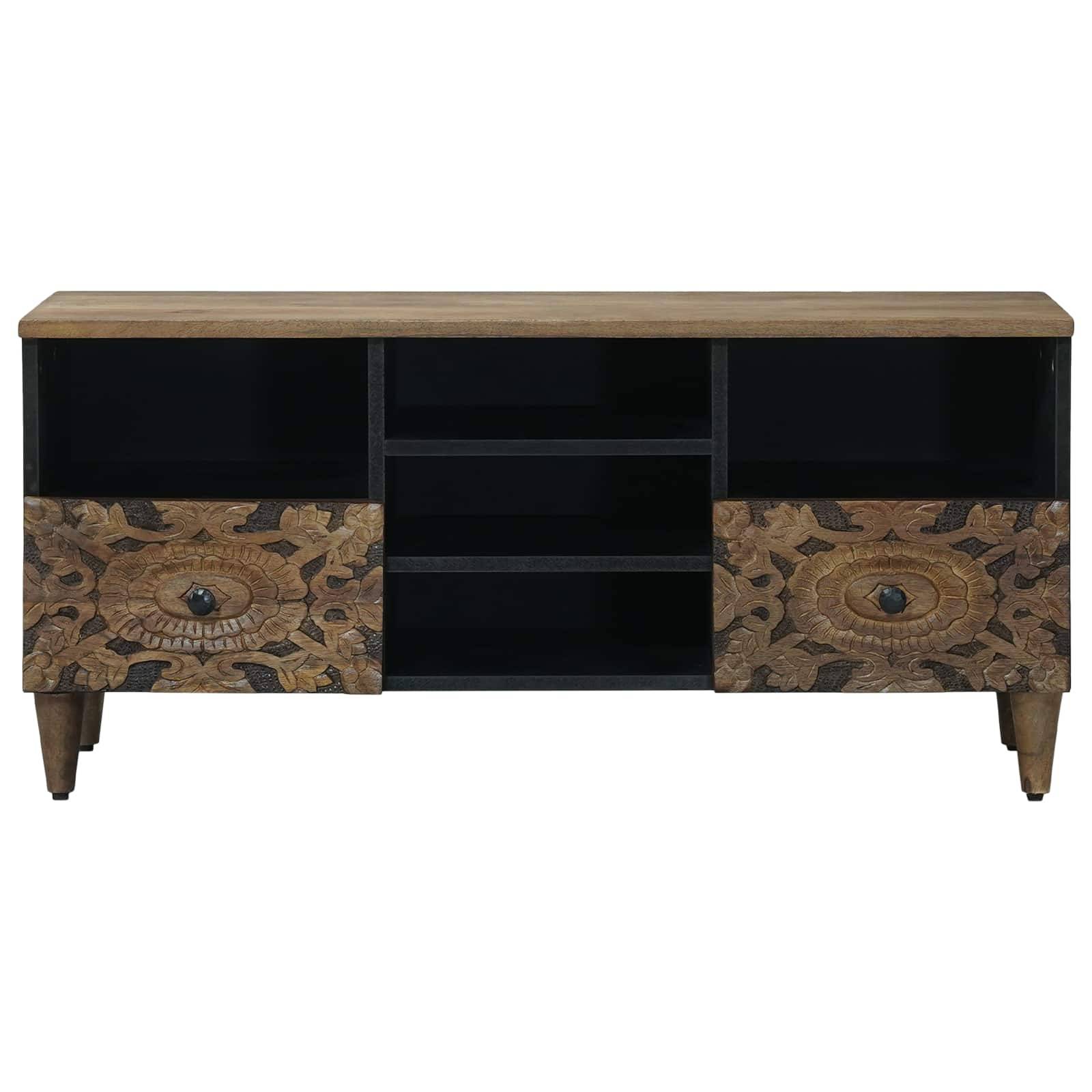 vidaXL TV-Schränk mit Regal Braun 100 x 33,5 x 46 cm Massivholz Mango