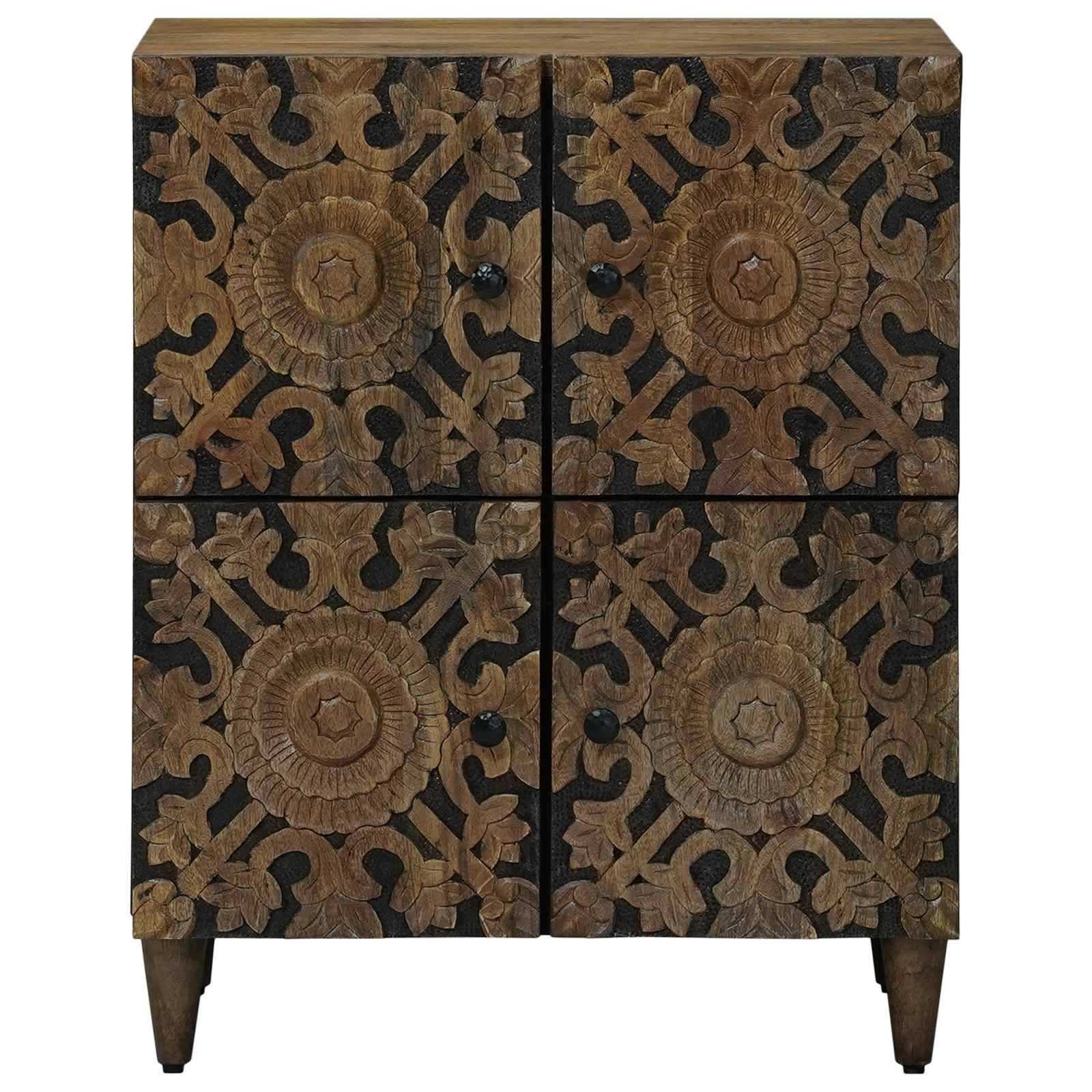 vidaXL Sideboard mit Speicher Braun 60 x 33,5 x 75 cm Massivholz Mango