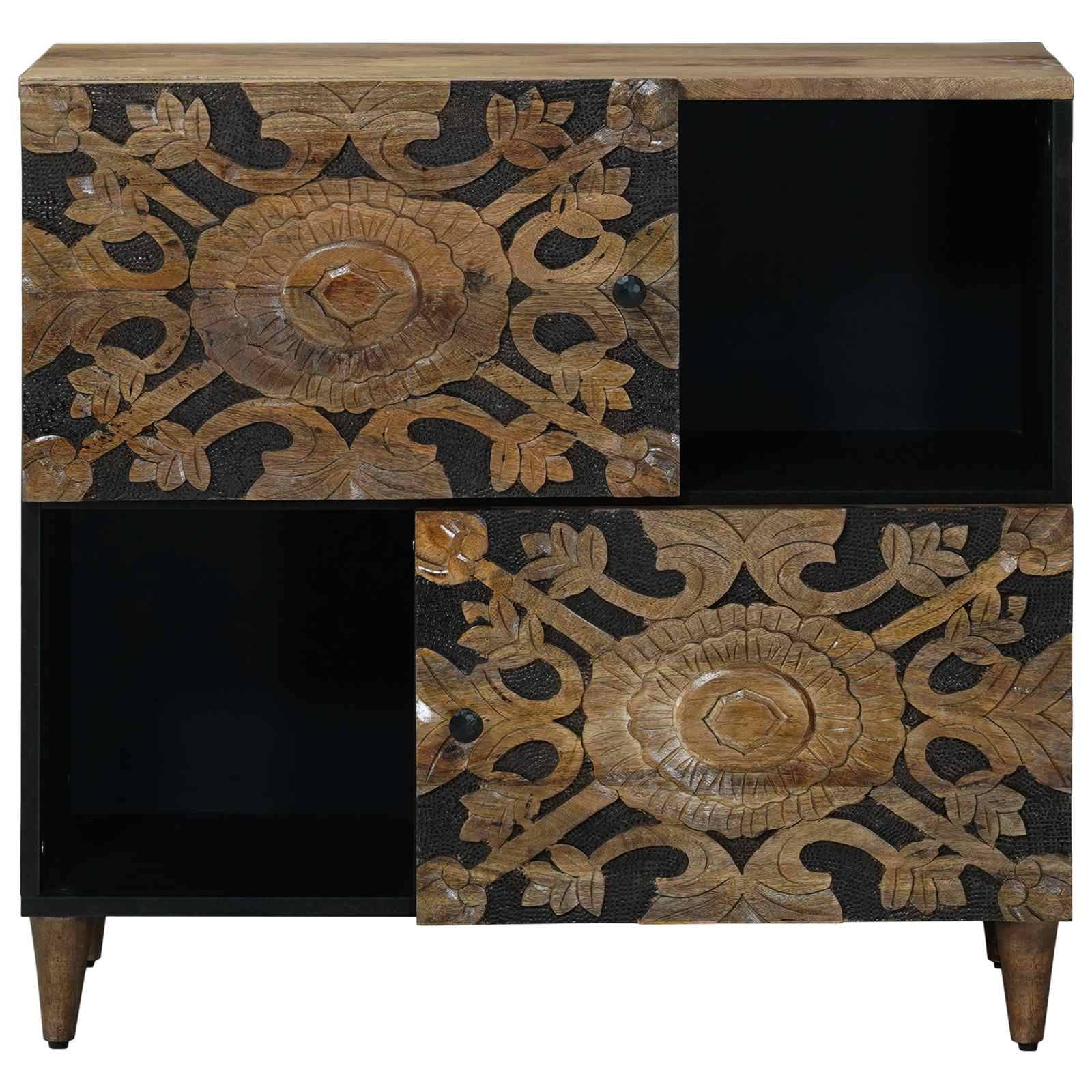 vidaXL Sideboard mit Speicher Braun 80 x 33,5 x 75 cm Massivholz Mango