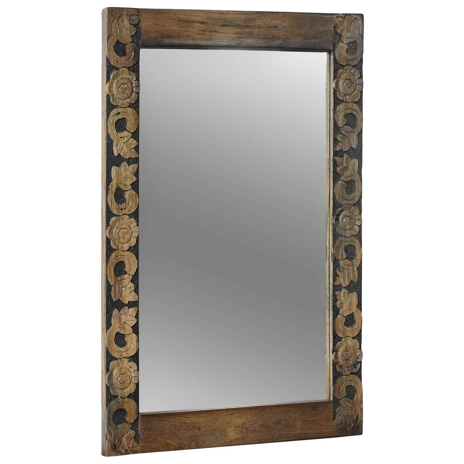vidaXL Wandspiegel Walnussbraun 70 x 50 cm Holzwerkstoff und Glas