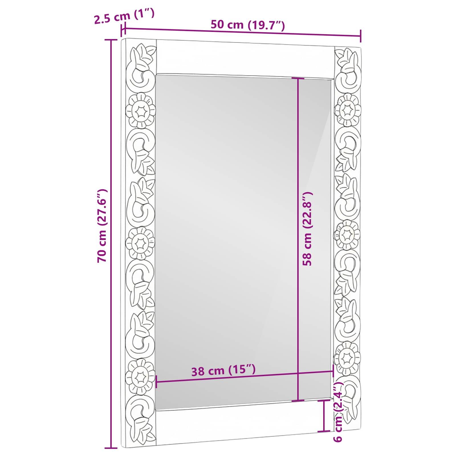 vidaXL Wandspiegel Walnussbraun 70 x 50 cm Holzwerkstoff und Glas