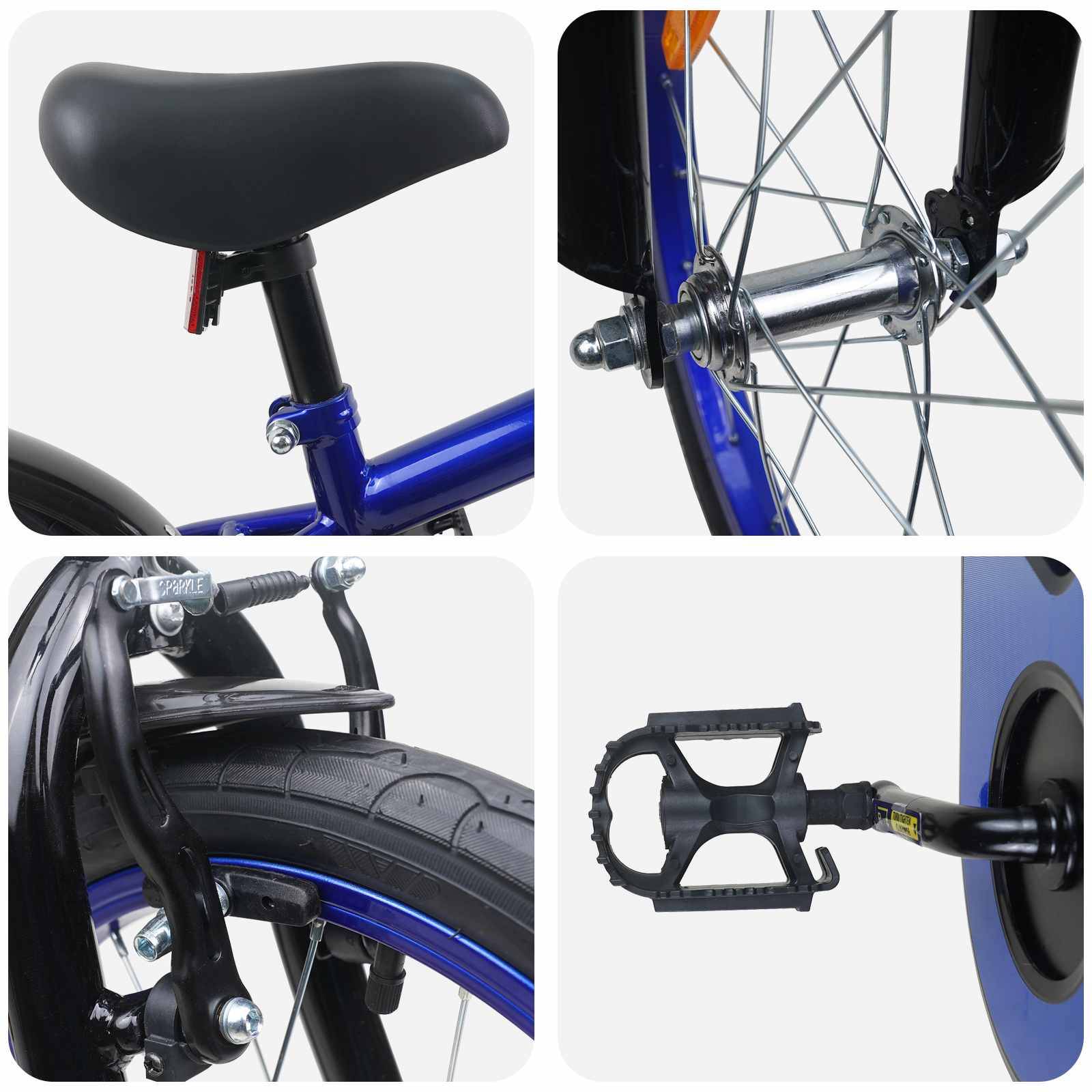 vidaXL Kinderfahrrad 16 Zoll für 4-6 Jahre alt Blau Schwarz