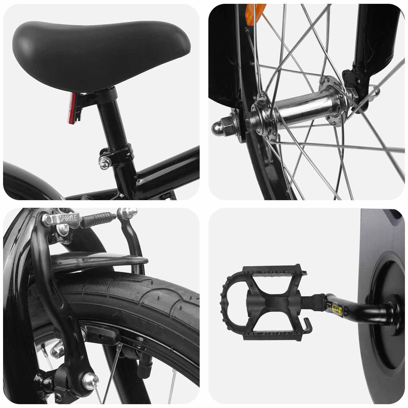 vidaXL Kinderfahrrad 16 Zoll für 4-6 Jahre alt Schwarz