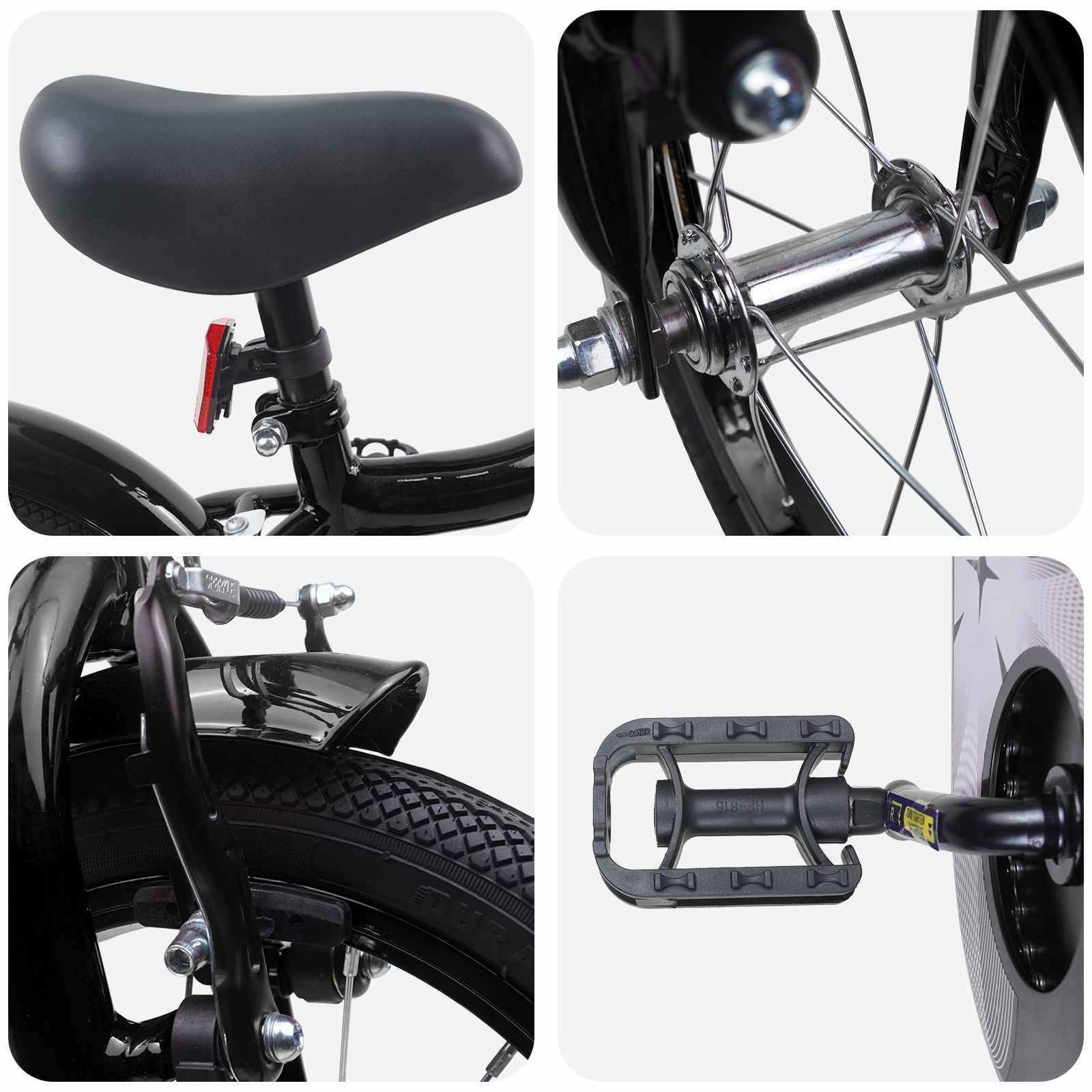 vidaXL Kinderfahrrad 16 Zoll für 4-6 Jahre alt Schwarz