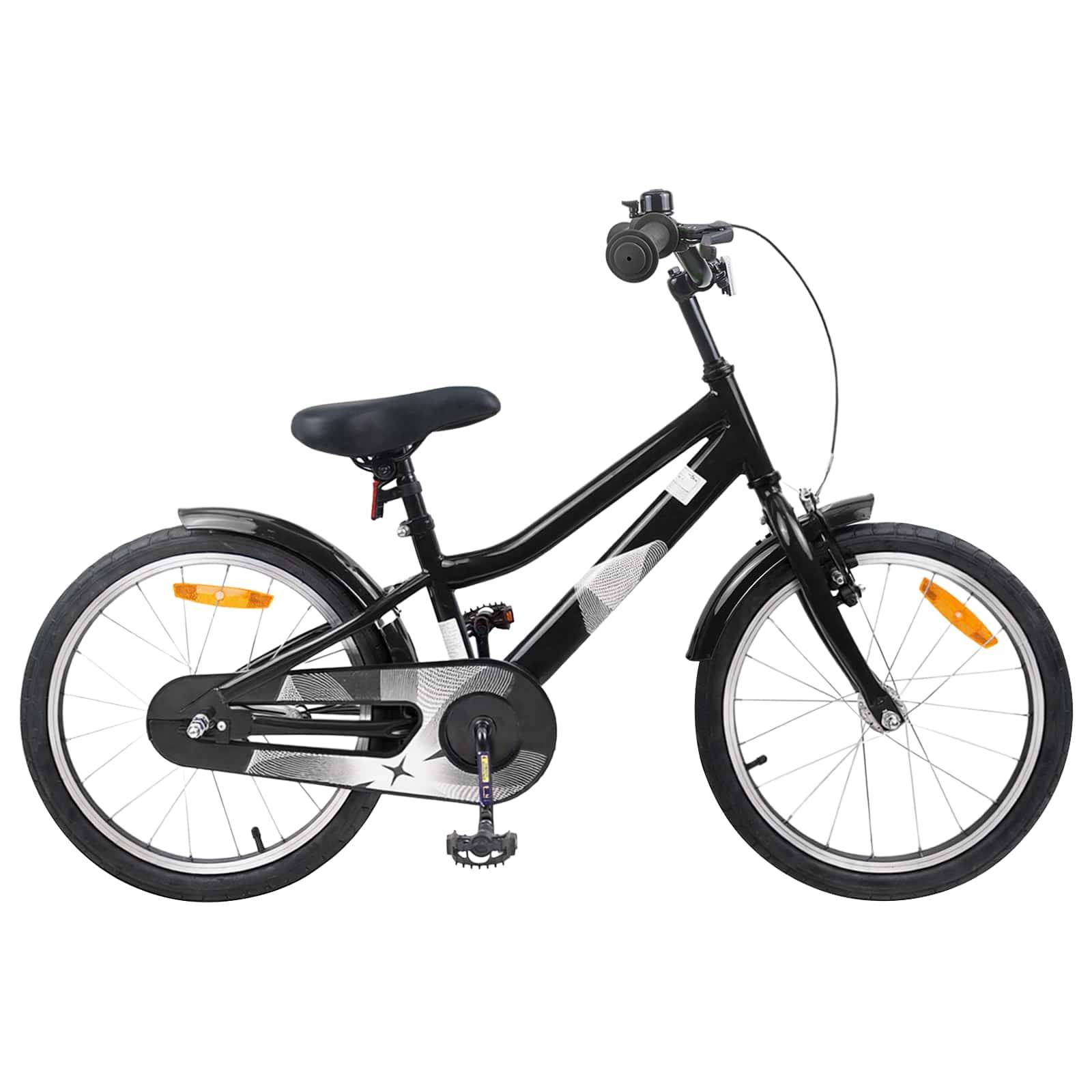 vidaXL Kinderfahrrad 18 Zoll für 5-7 Jahre alt Schwarz