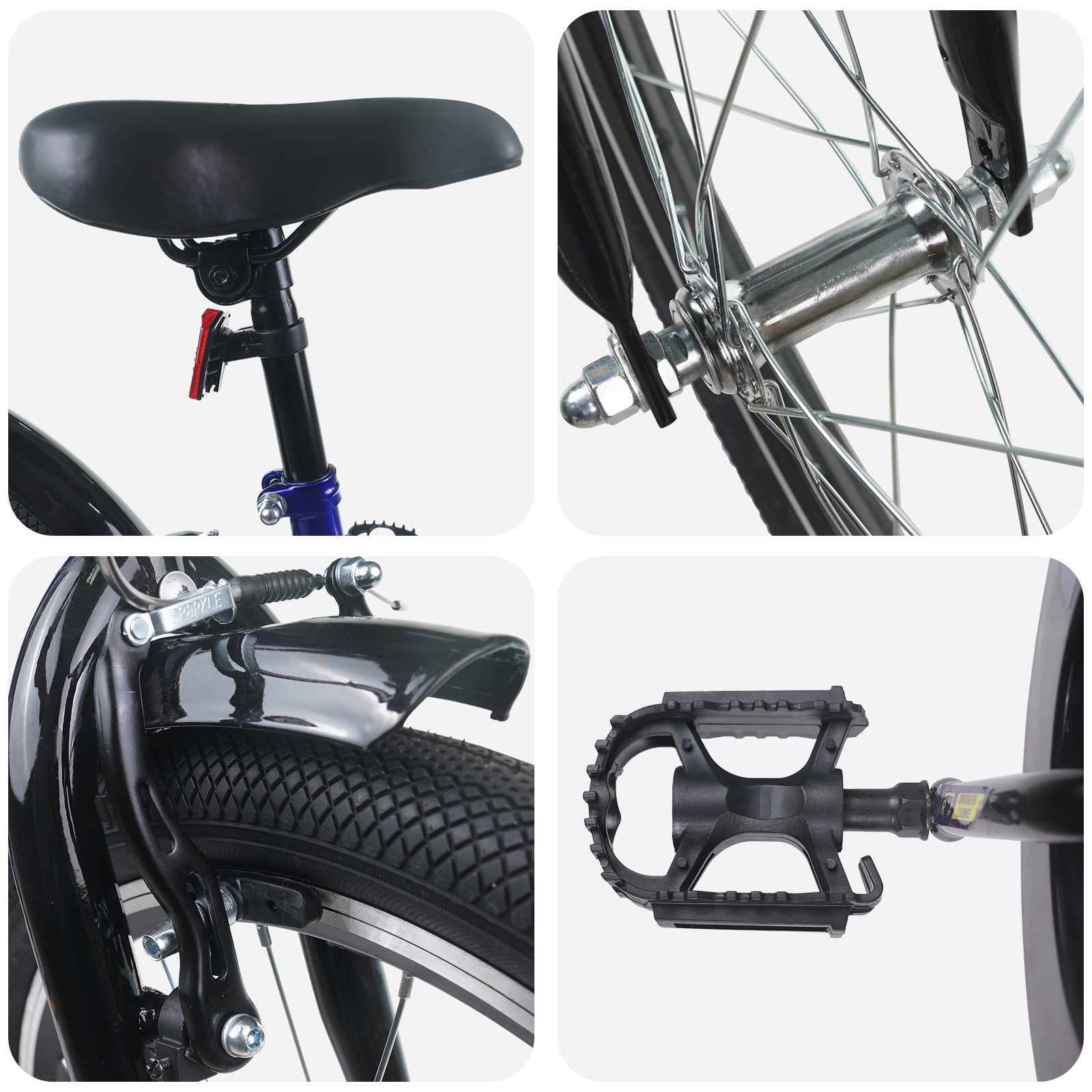 vidaXL Kinderfahrrad 24 Zoll für 8-12 Jahre alt Blau Schwarz