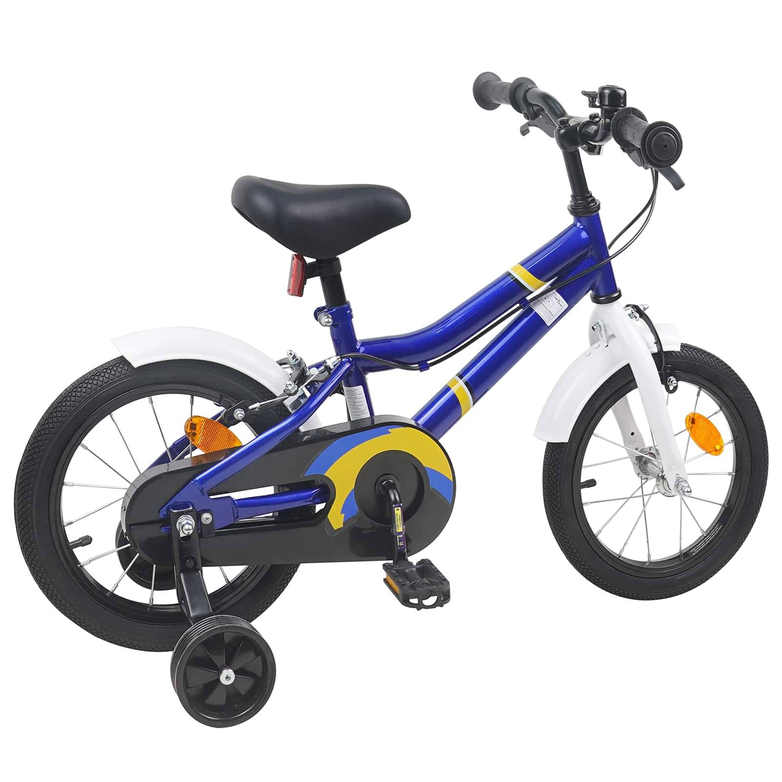 vidaXL Kinderfahrrad 14 Zoll für 3-5 Jahre alt Blau Weiß