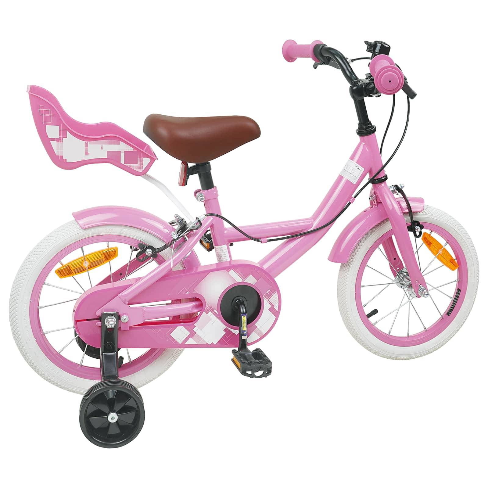 vidaXL Kinderfahrrad 16 Zoll für 4-6 Jahre alt Hellrosa