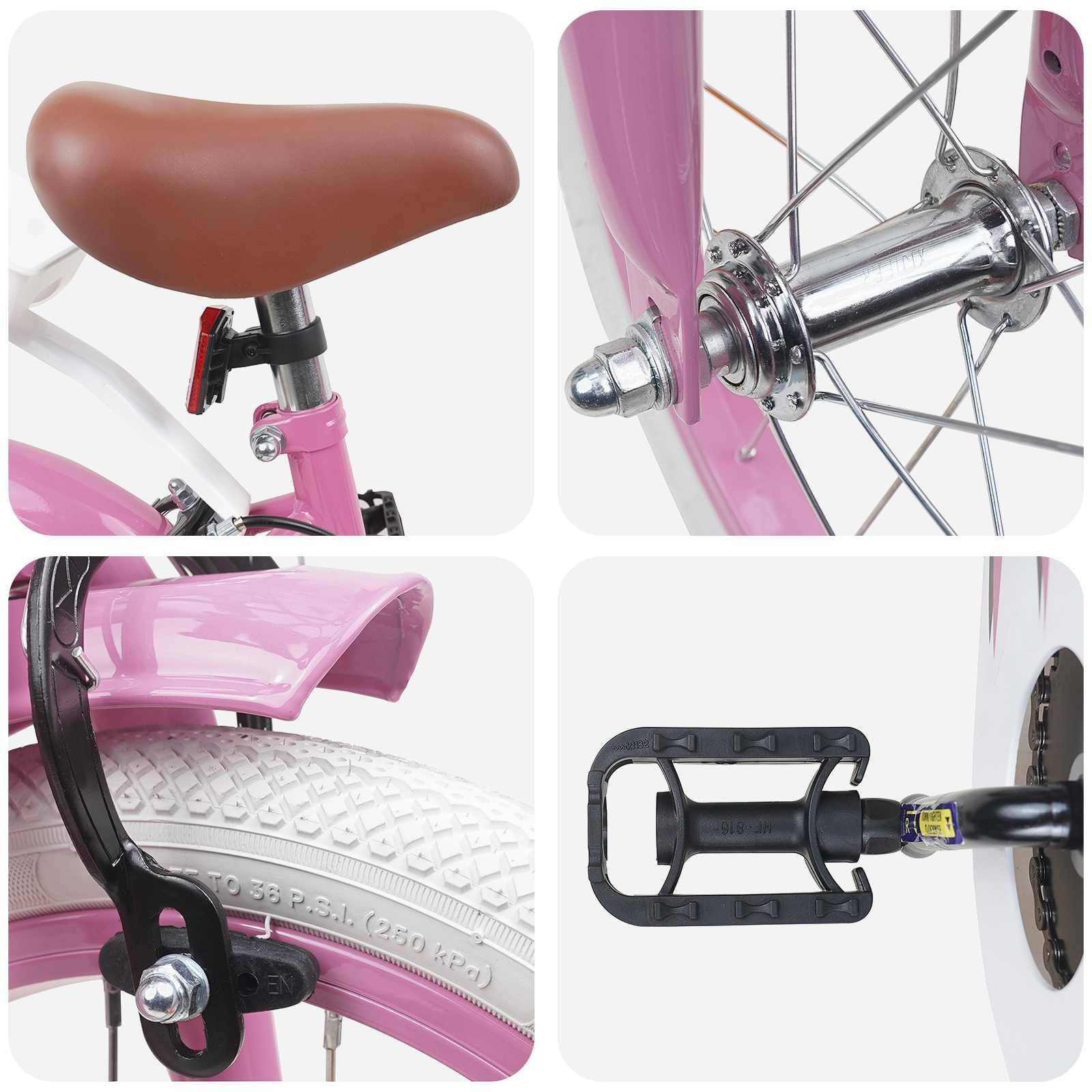 vidaXL Kinderfahrrad 16 Zoll für 4-6 Jahre alt Hellrosa