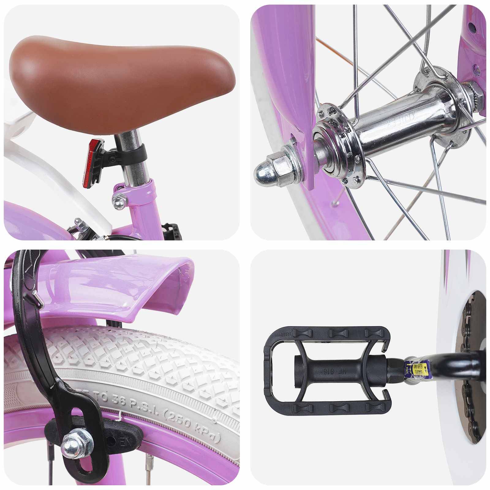 vidaXL Kinderfahrrad 14 Zoll für 3-5 Jahre alt Lila