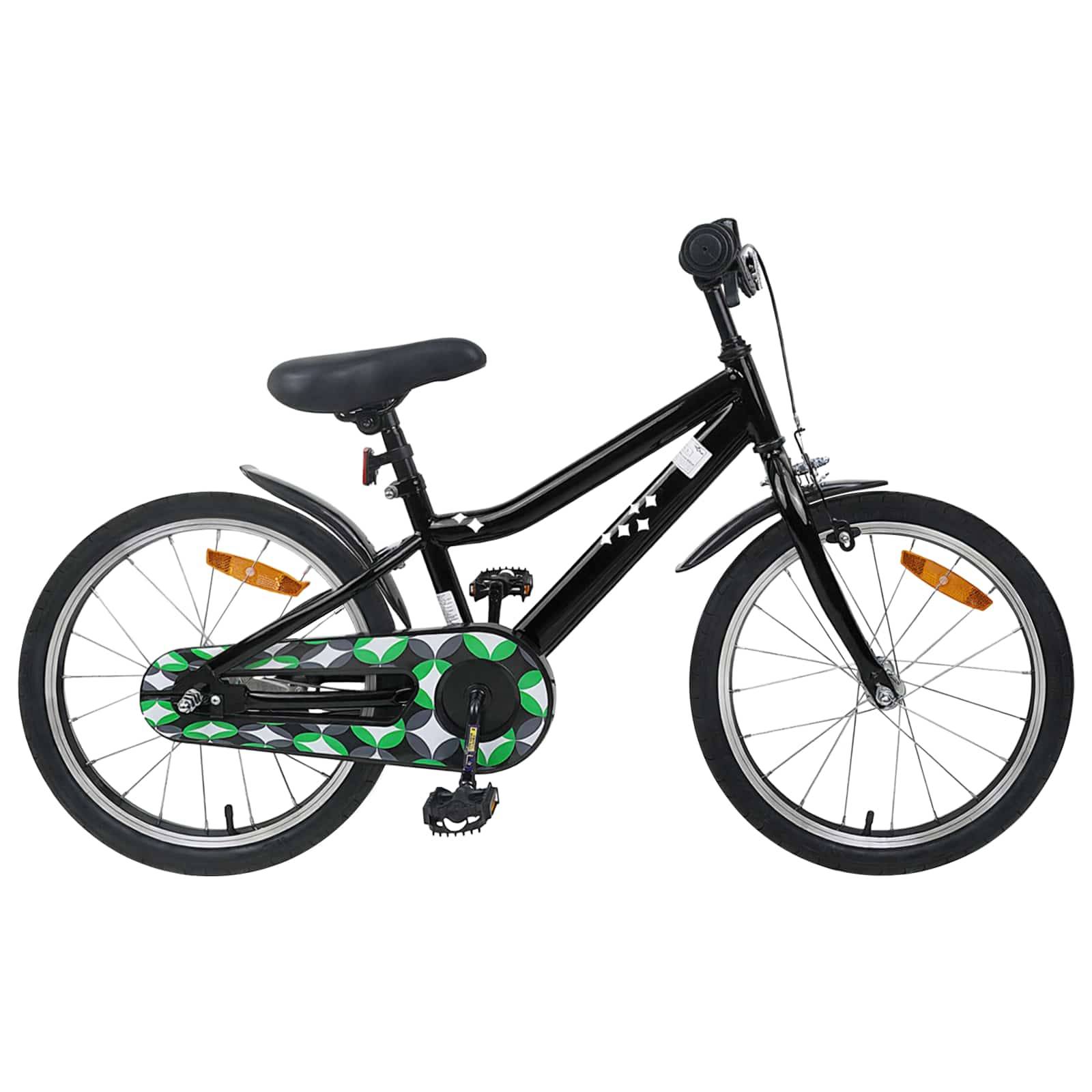 vidaXL Kinderfahrrad 18 Zoll für 5-7 Jahre alt Schwarz