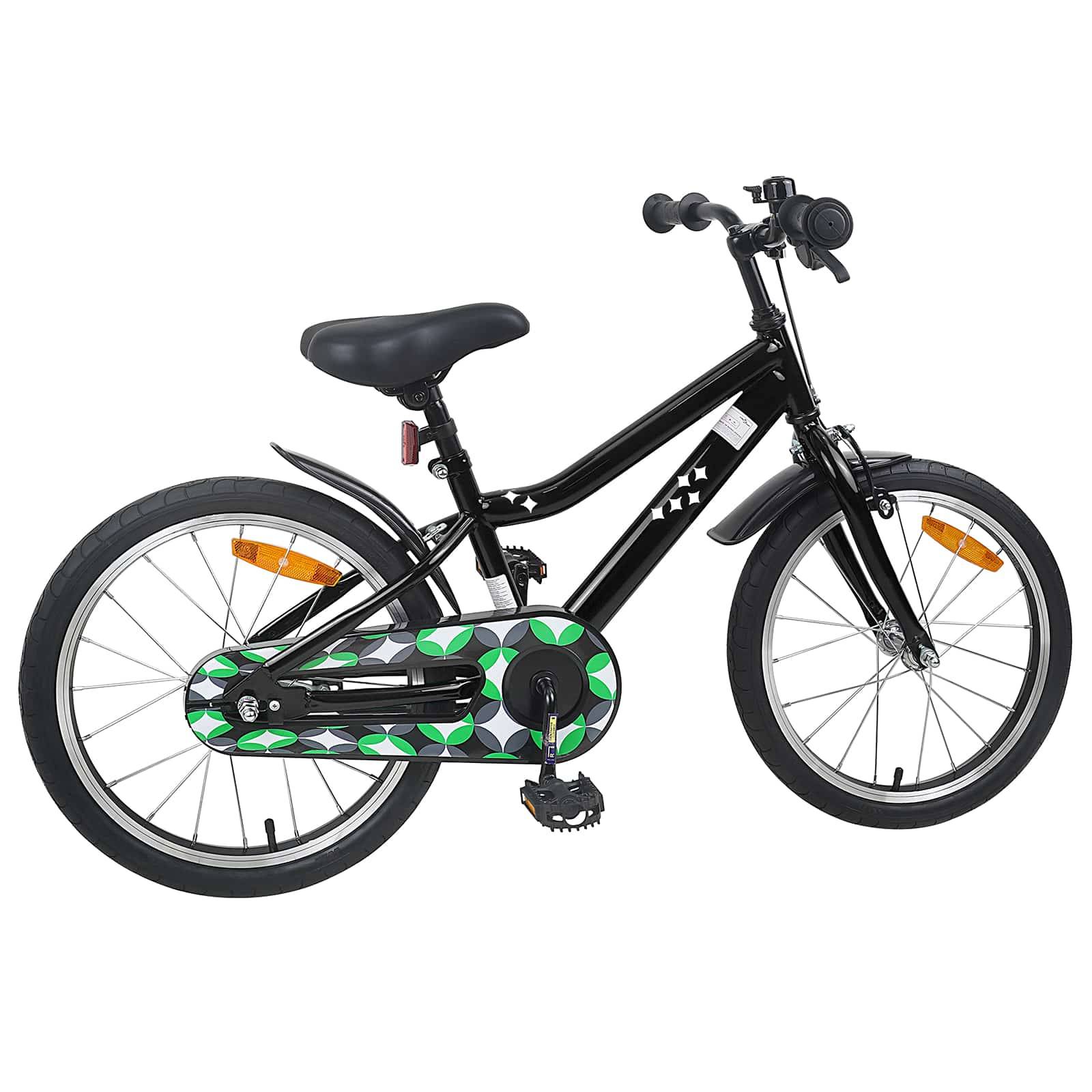 vidaXL Kinderfahrrad 18 Zoll für 5-7 Jahre alt Schwarz