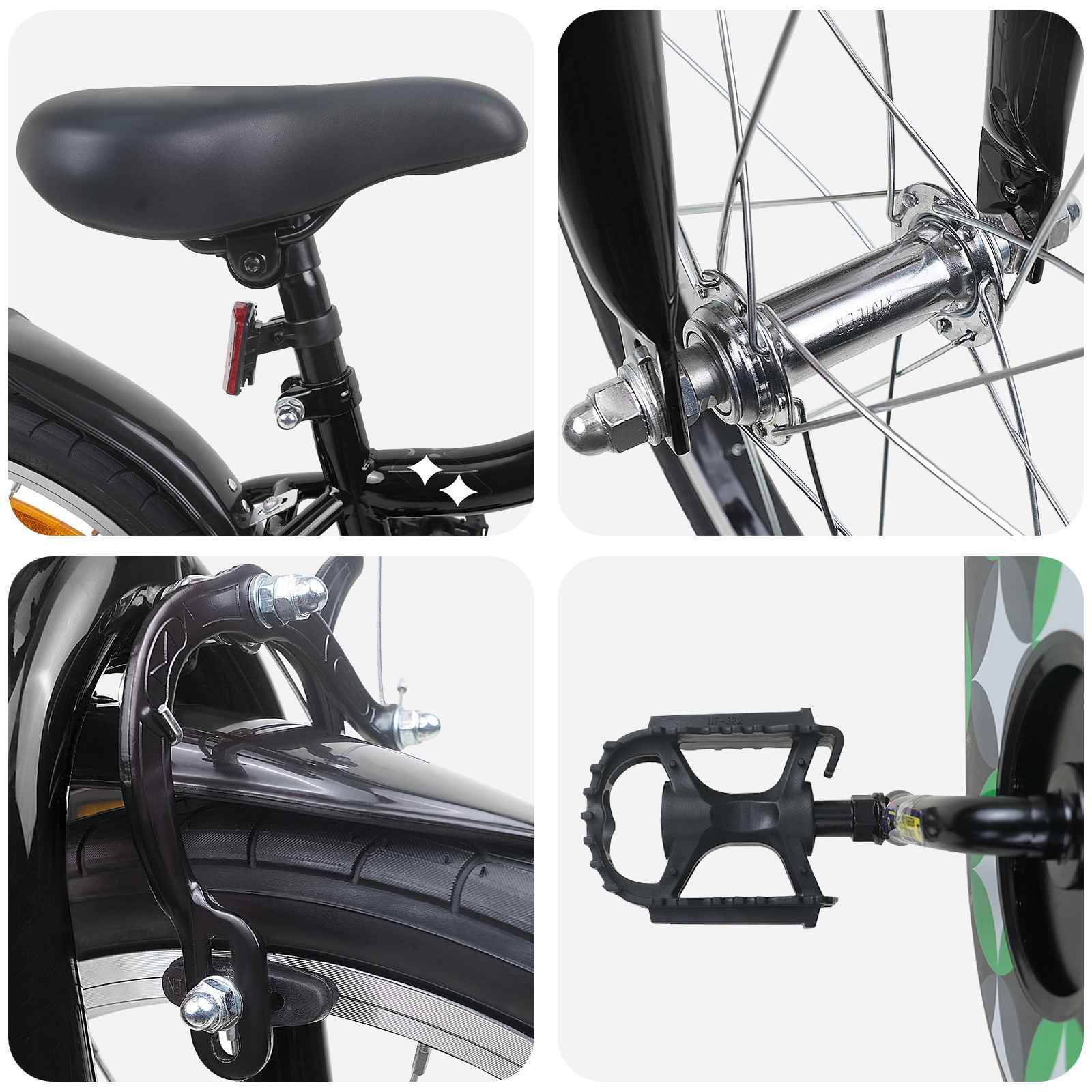 vidaXL Kinderfahrrad 18 Zoll für 5-7 Jahre alt Schwarz