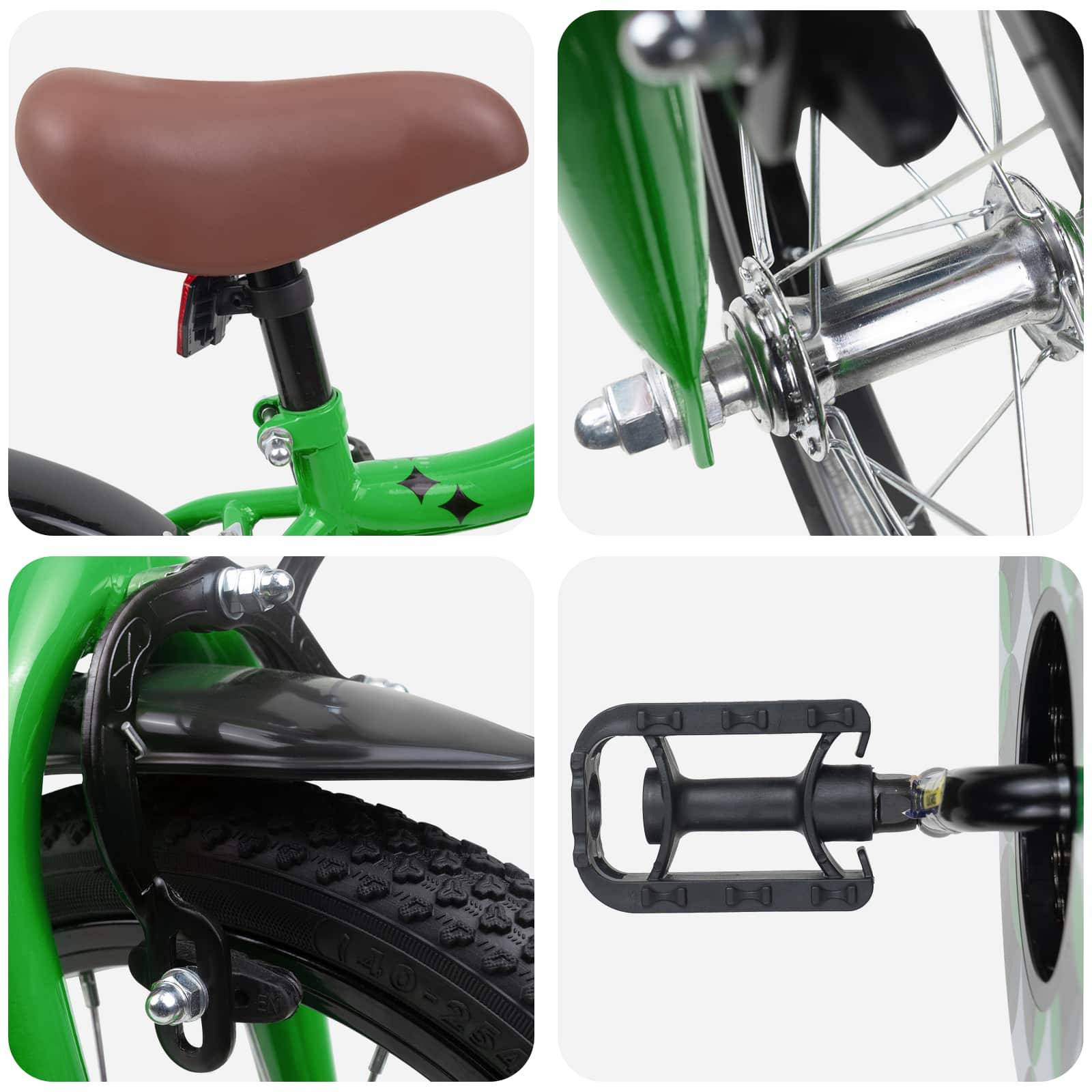 vidaXL Kinderfahrrad 16 Zoll für 4-6 Jahre alt Grün