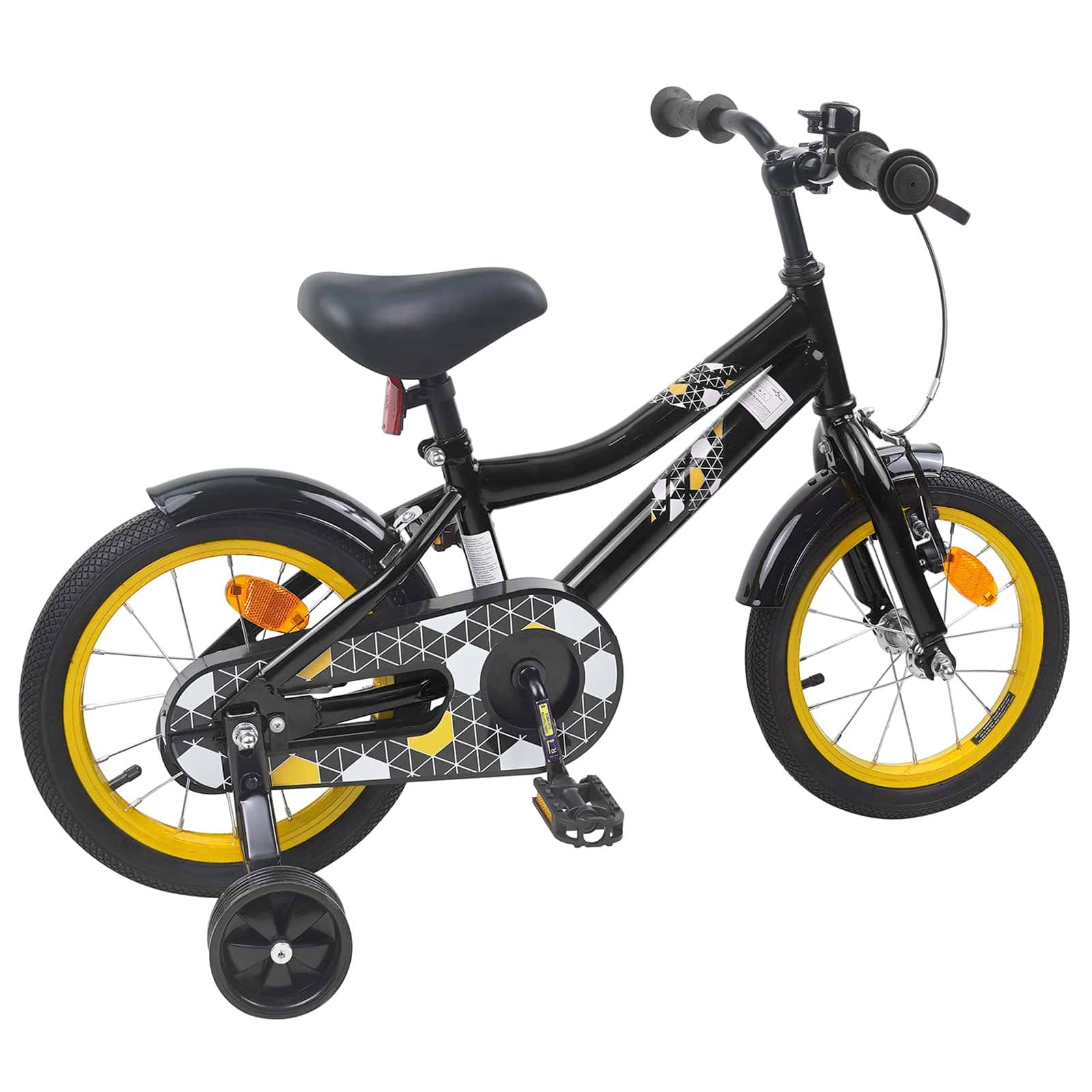 vidaXL Kinderfahrrad 14 Zoll für 3-5 Jahre alt Schwarz