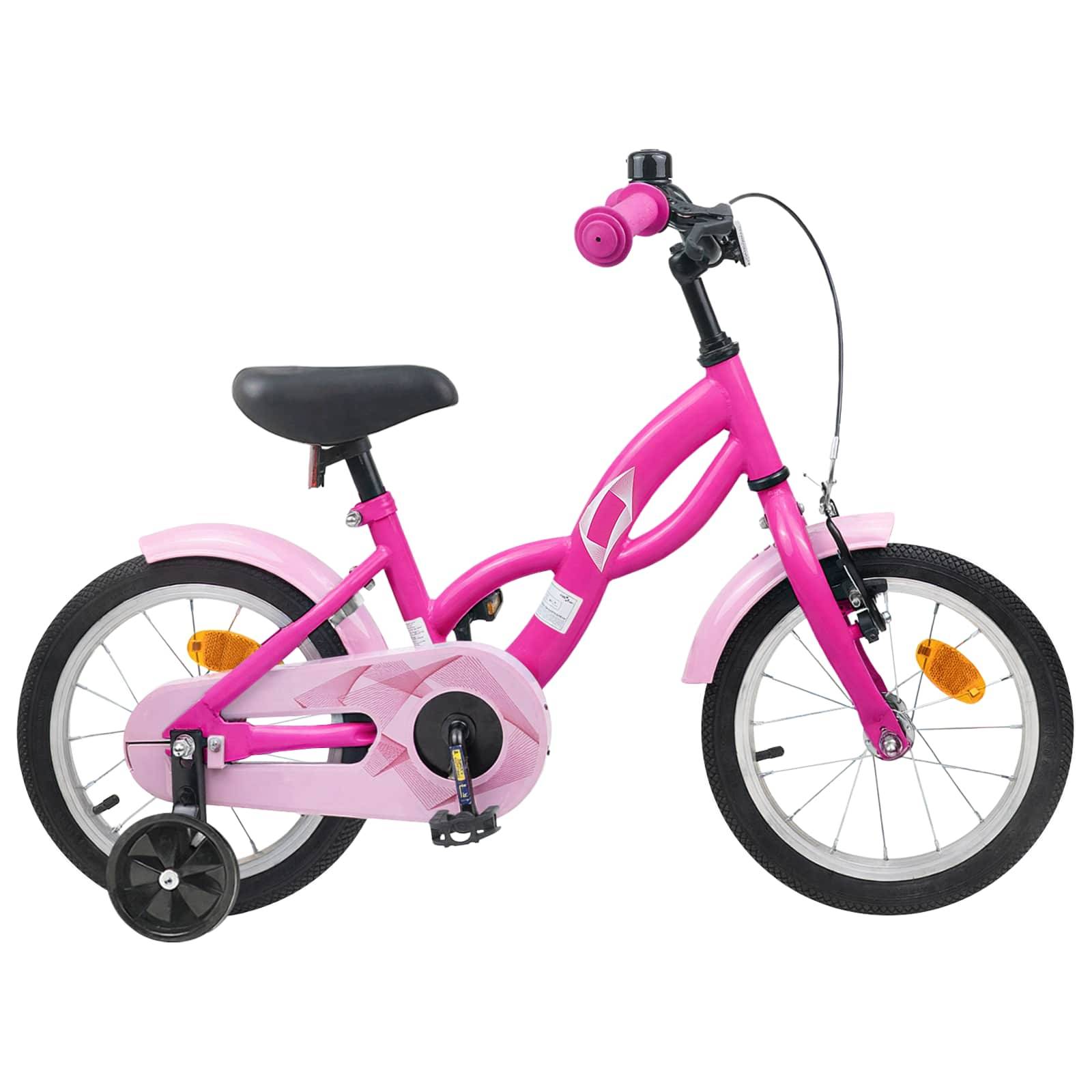 vidaXL Kinderfahrrad 14 Zoll für 3-5 Jahre alt Dunkelrosa