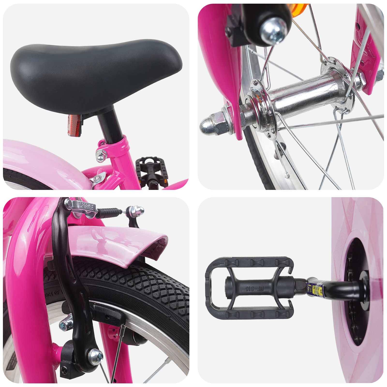 vidaXL Kinderfahrrad 12 Zoll für 2-4 Jahre alt Dunkelrosa