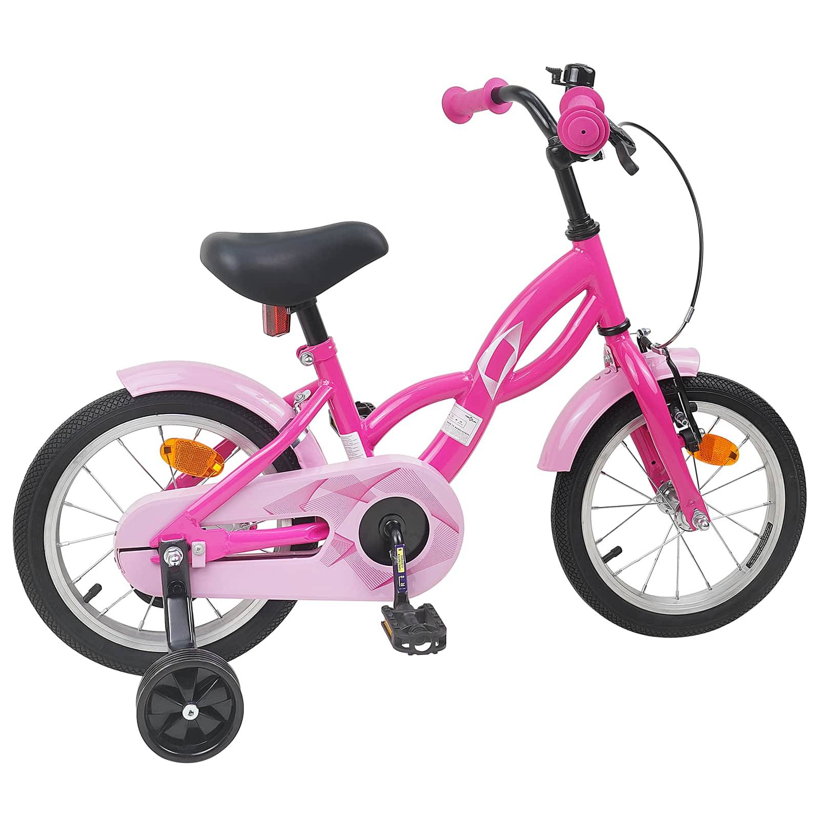 vidaXL Kinderfahrrad 14 Zoll für 3-5 Jahre alt Dunkelrosa
