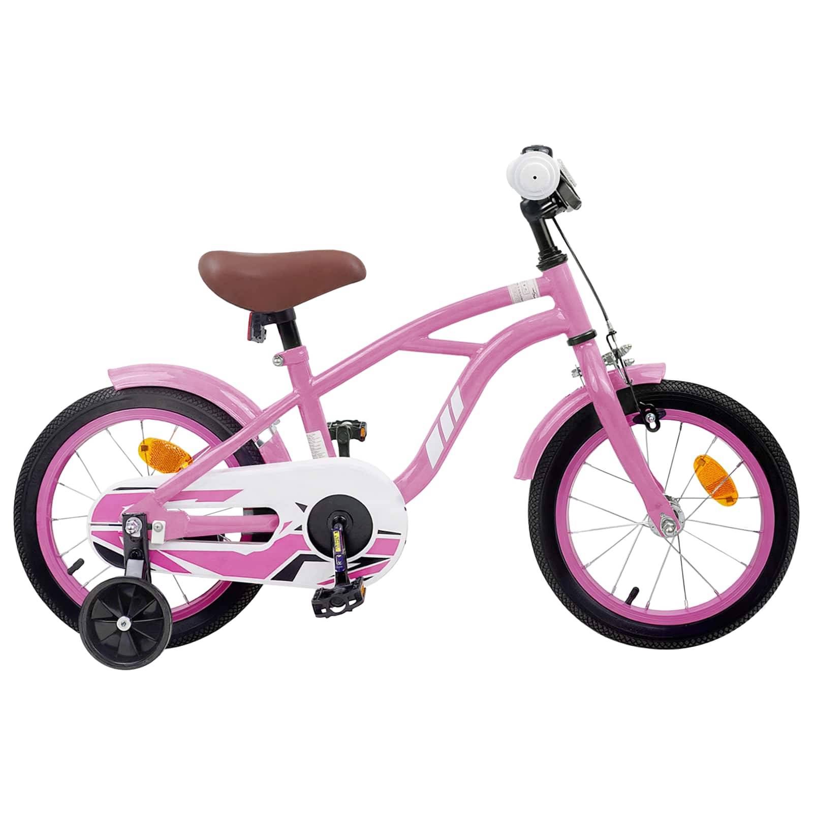 vidaXL Kinderfahrrad 14 Zoll für 3-5 Jahre alt Hellrosa