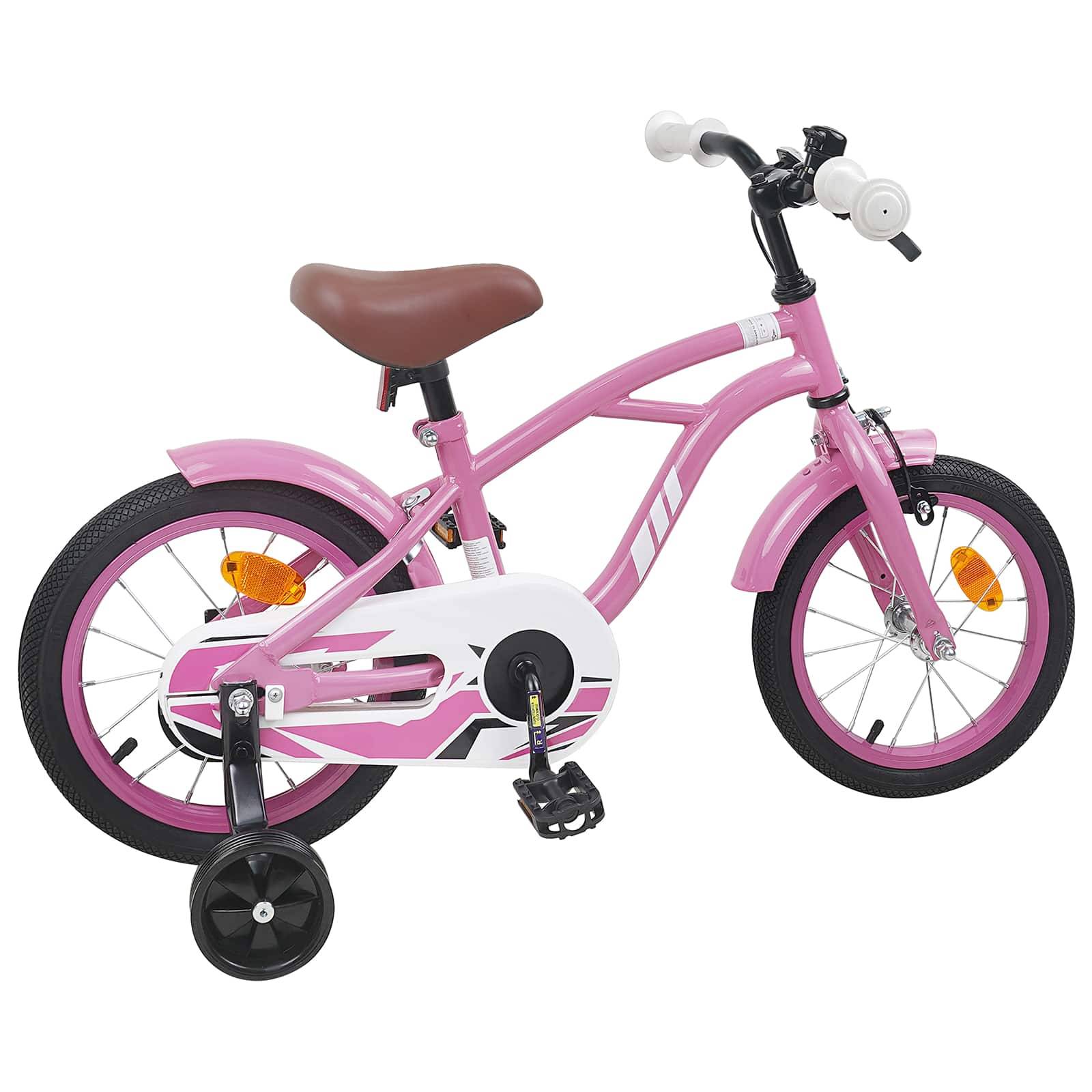 vidaXL Kinderfahrrad 16 Zoll für 4-6 Jahre alt Hellrosa