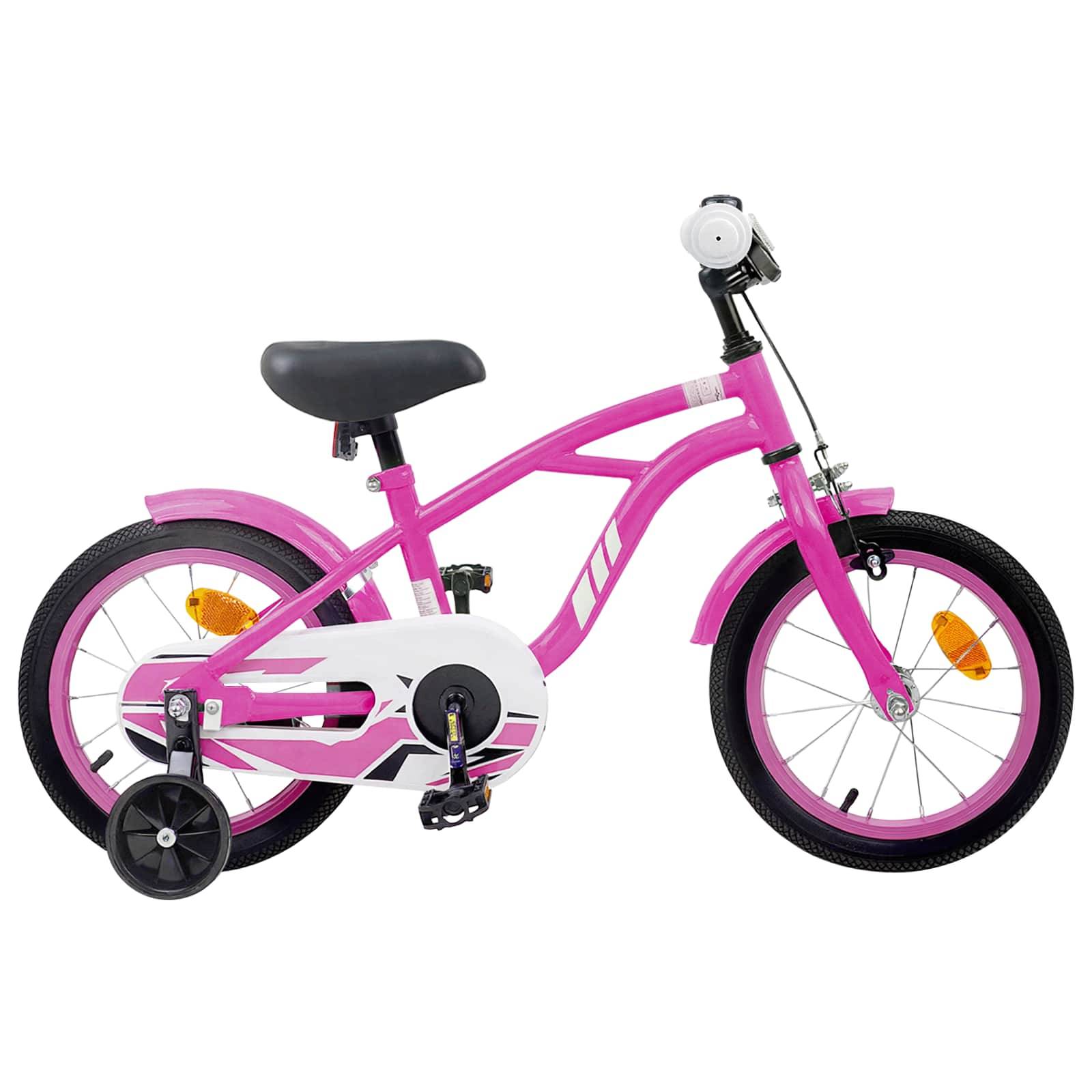 vidaXL Kinderfahrrad 14 Zoll für 3-5 Jahre alt Dunkelrosa