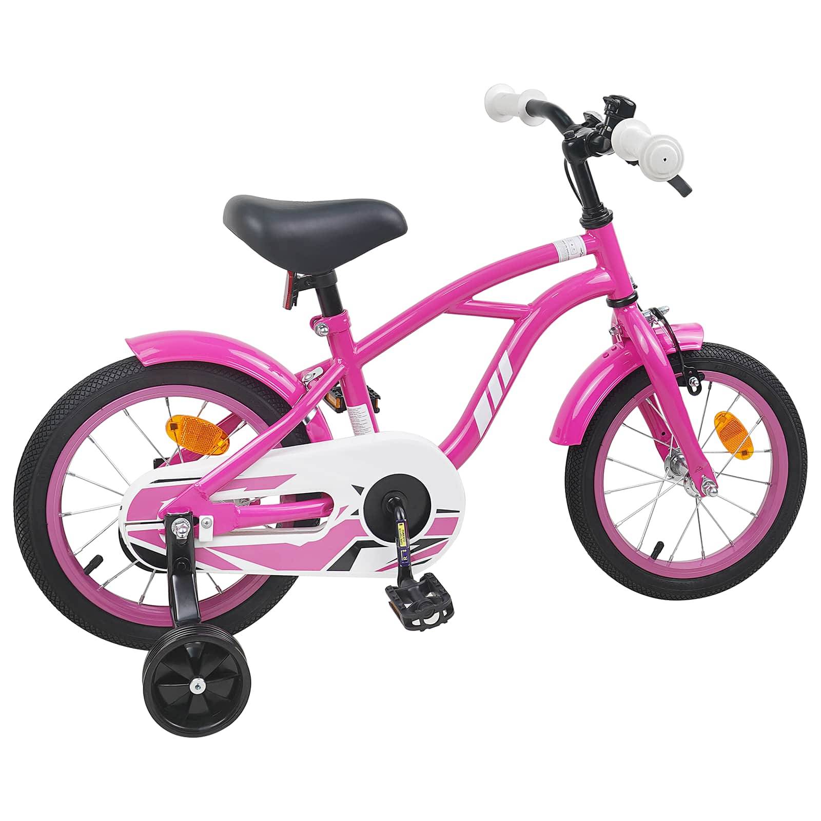 vidaXL Kinderfahrrad 14 Zoll für 3-5 Jahre alt Dunkelrosa