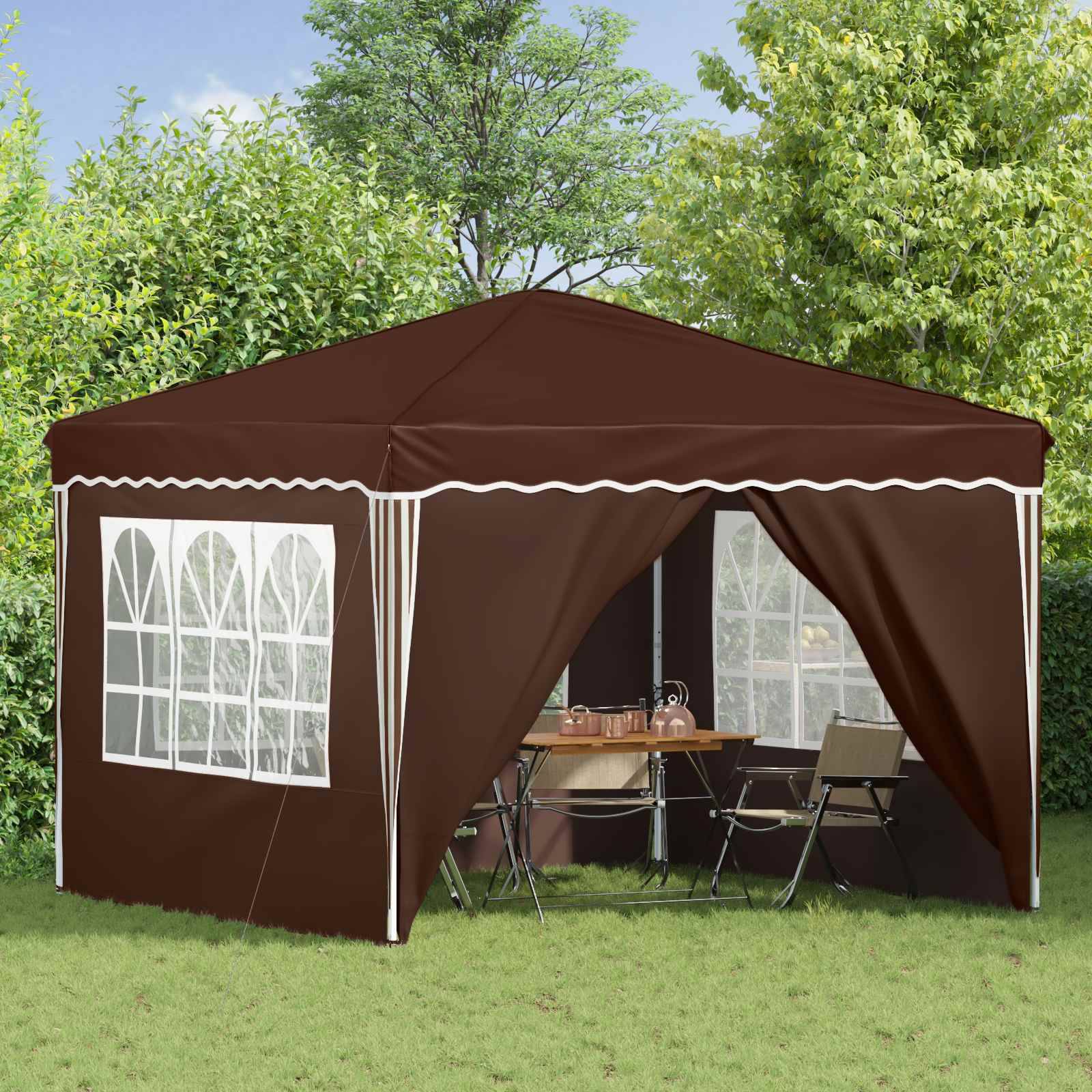 vidaXL Pop-up Partyzelt Braun 288 x 288 x 245 cm Oxford-Stoff