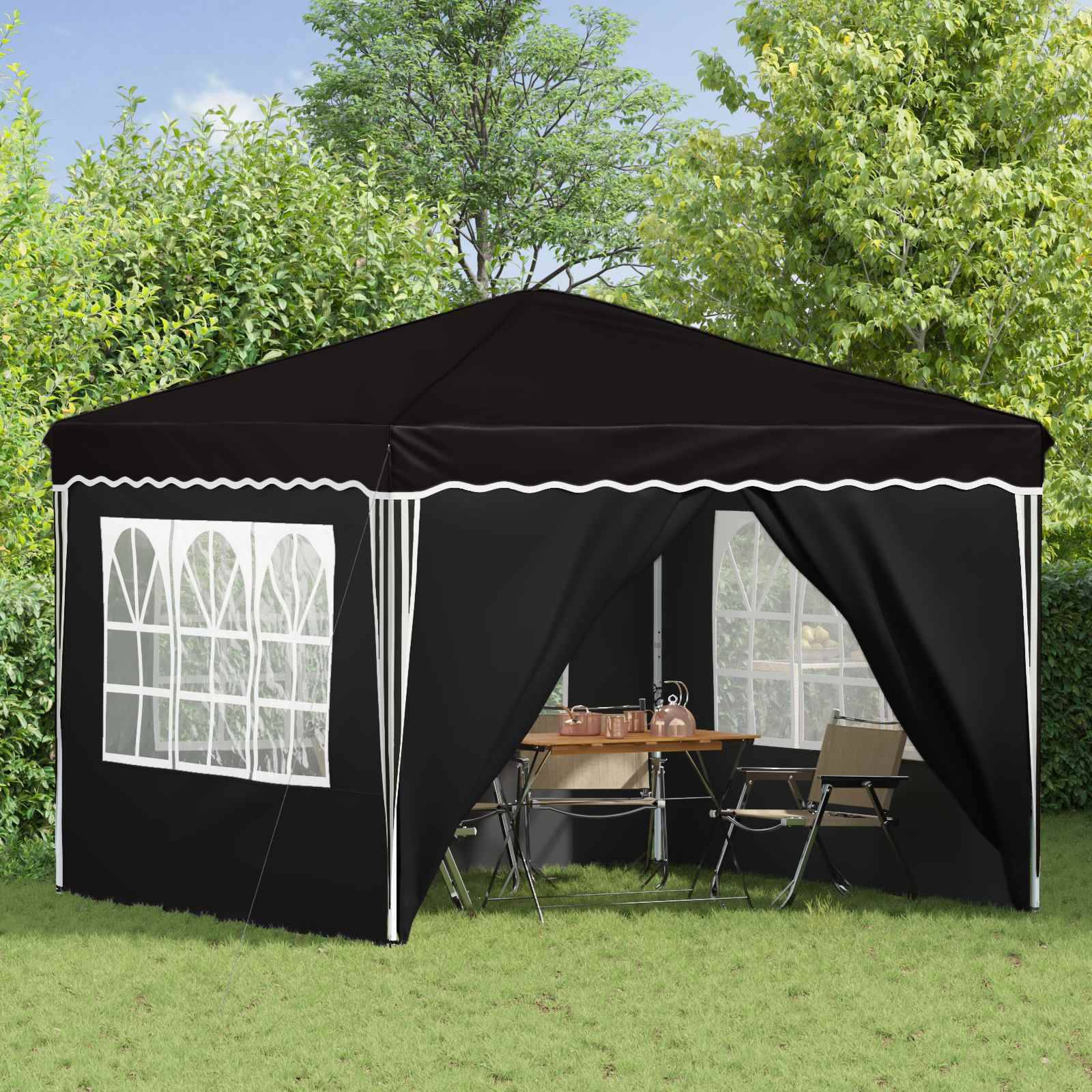 vidaXL Pop-up Partyzelt Schwarz 288 x 288 x 245 cm Oxford-Stoff