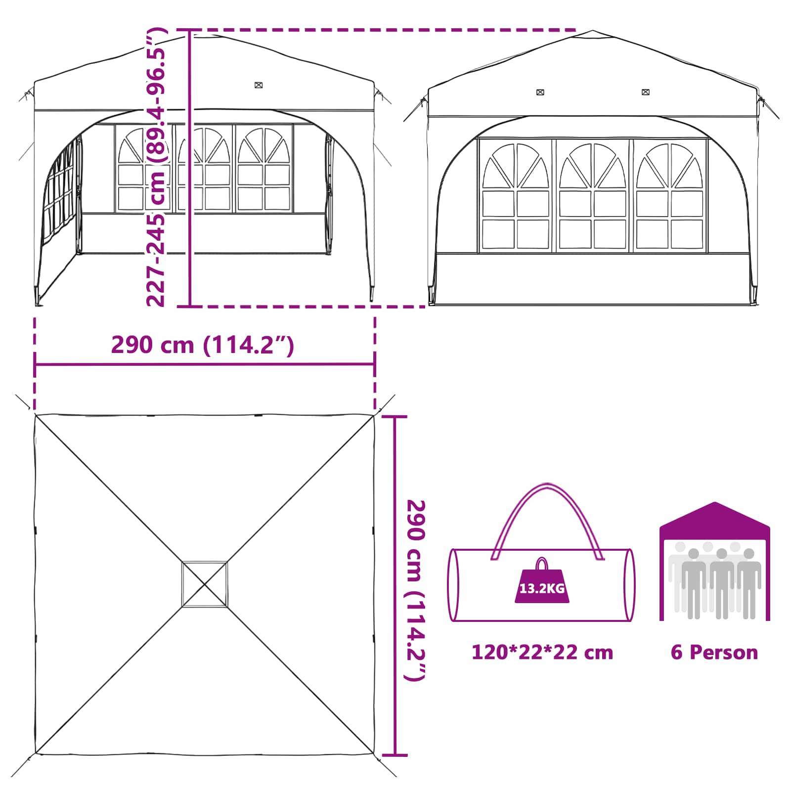 vidaXL Pop-up Partyzelt 290 x 290 x 245 cm Creme