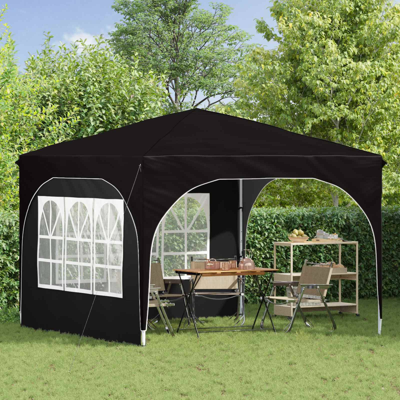 vidaXL Pop-up Partyzelt 290 x 290 x 245 cm Schwarz