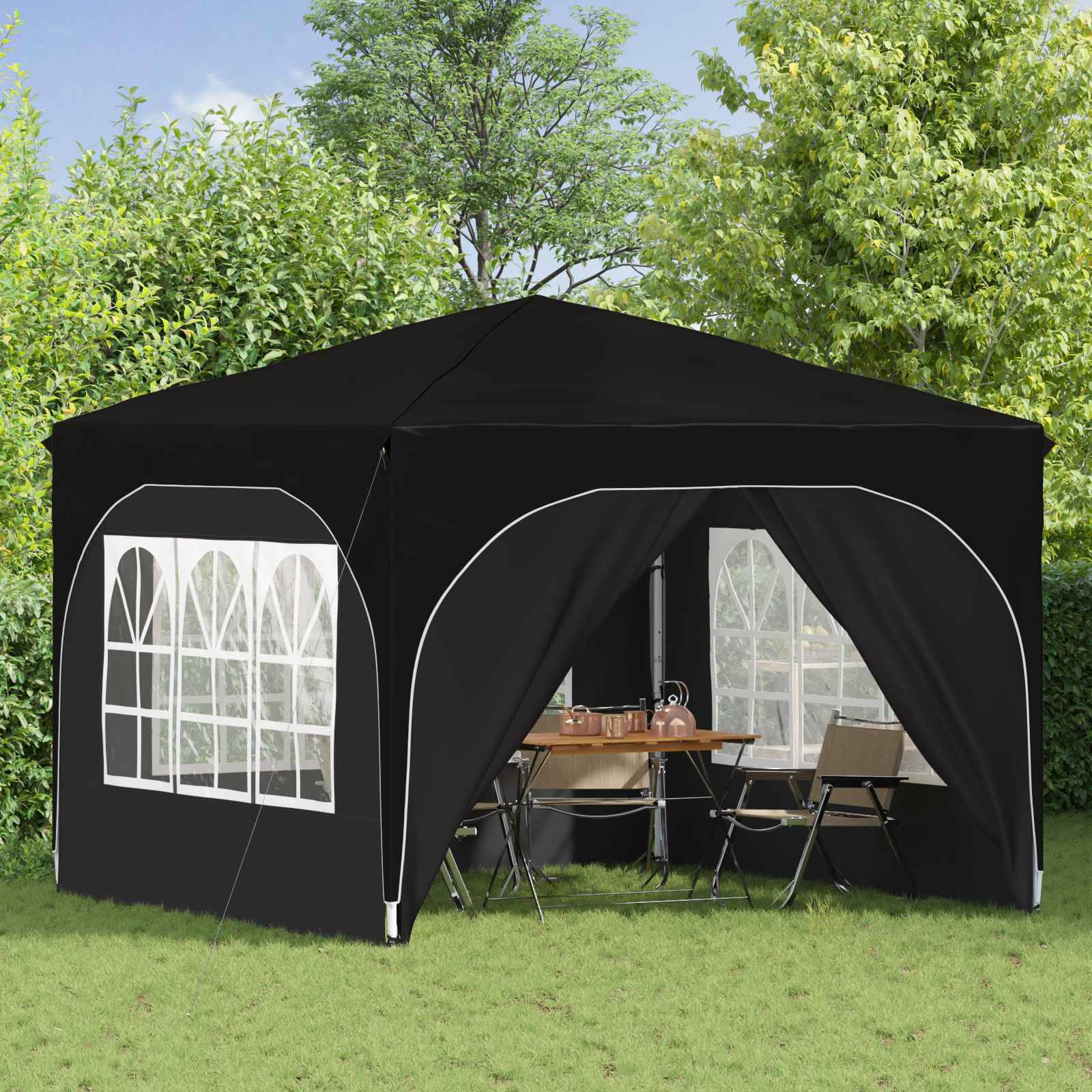 vidaXL Pop-up Partyzelt 290 x 290 x 245 cm Schwarz