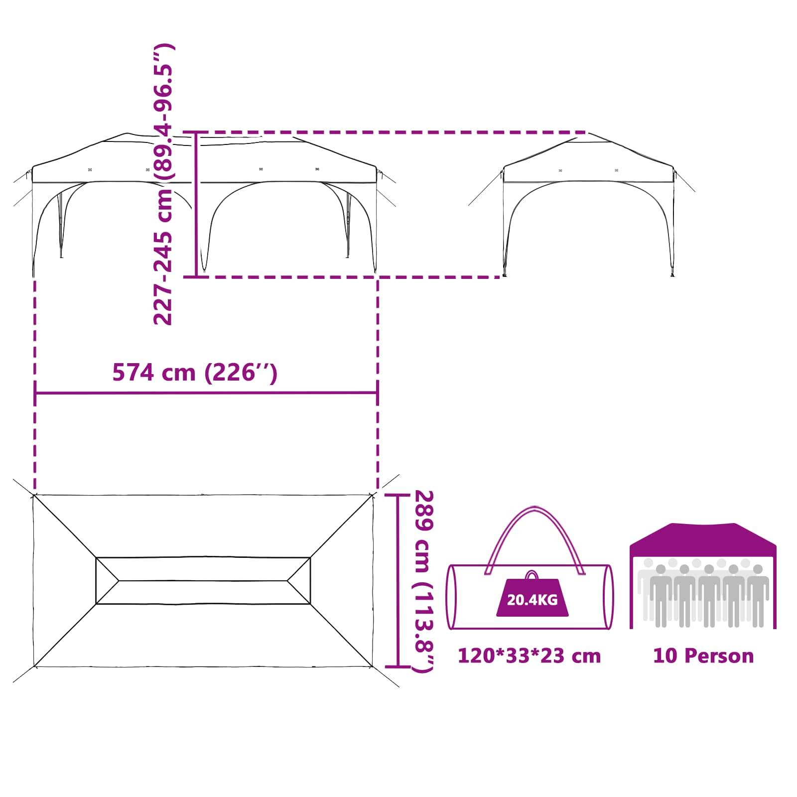 vidaXL Pop-up Partyzelt Blau 575 x 288 x 245 cm Oxford-Stoff