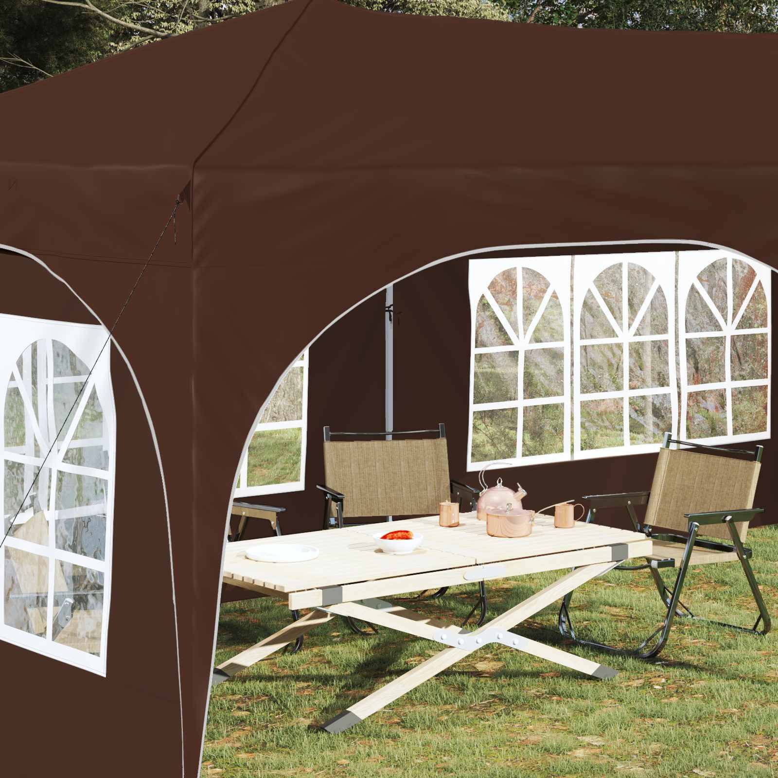 vidaXL Pop-up Partyzelt Braun 575 x 288 x 245 cm Oxford-Stoff