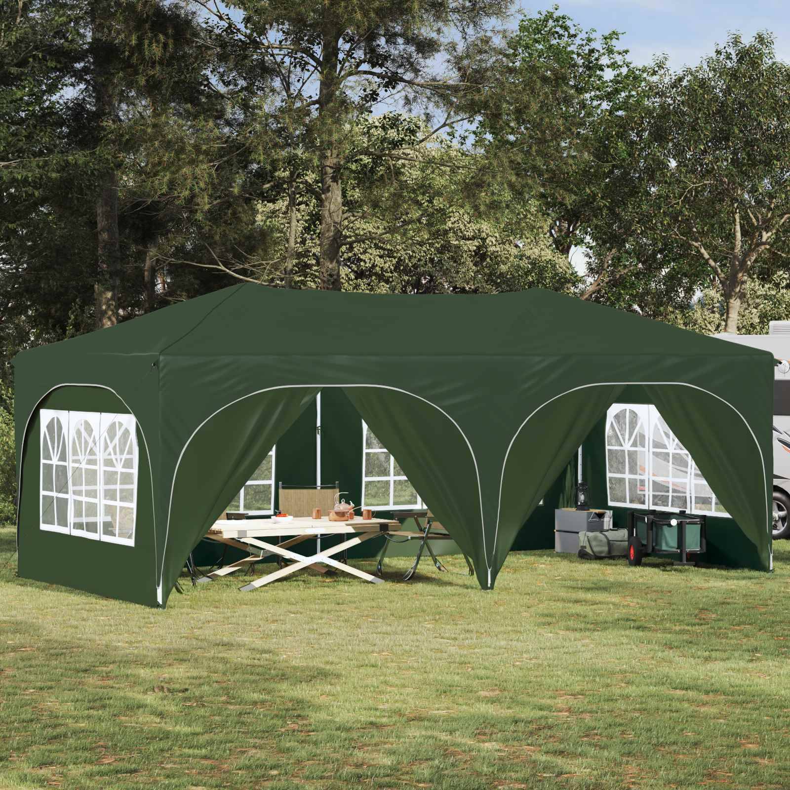 vidaXL Pop-up Partyzelt Grün 575 x 288 x 245 cm Oxford-Stoff