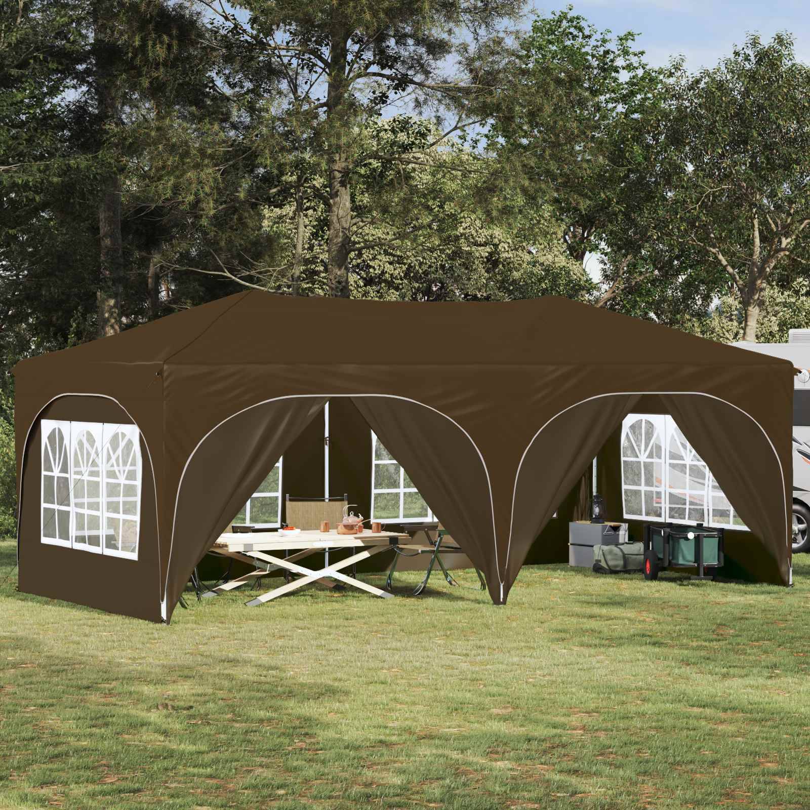 vidaXL Pop-up Partyzelt Taupe 575 x 288 x 245 cm Oxford-Stoff
