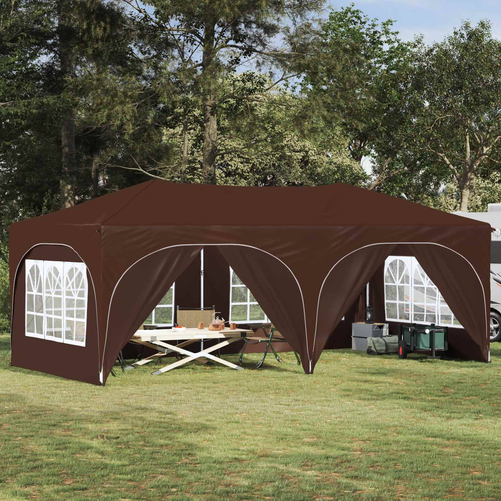 vidaXL Pop-up Partyzelt Braun 575 x 288 x 245 cm Oxford-Stoff