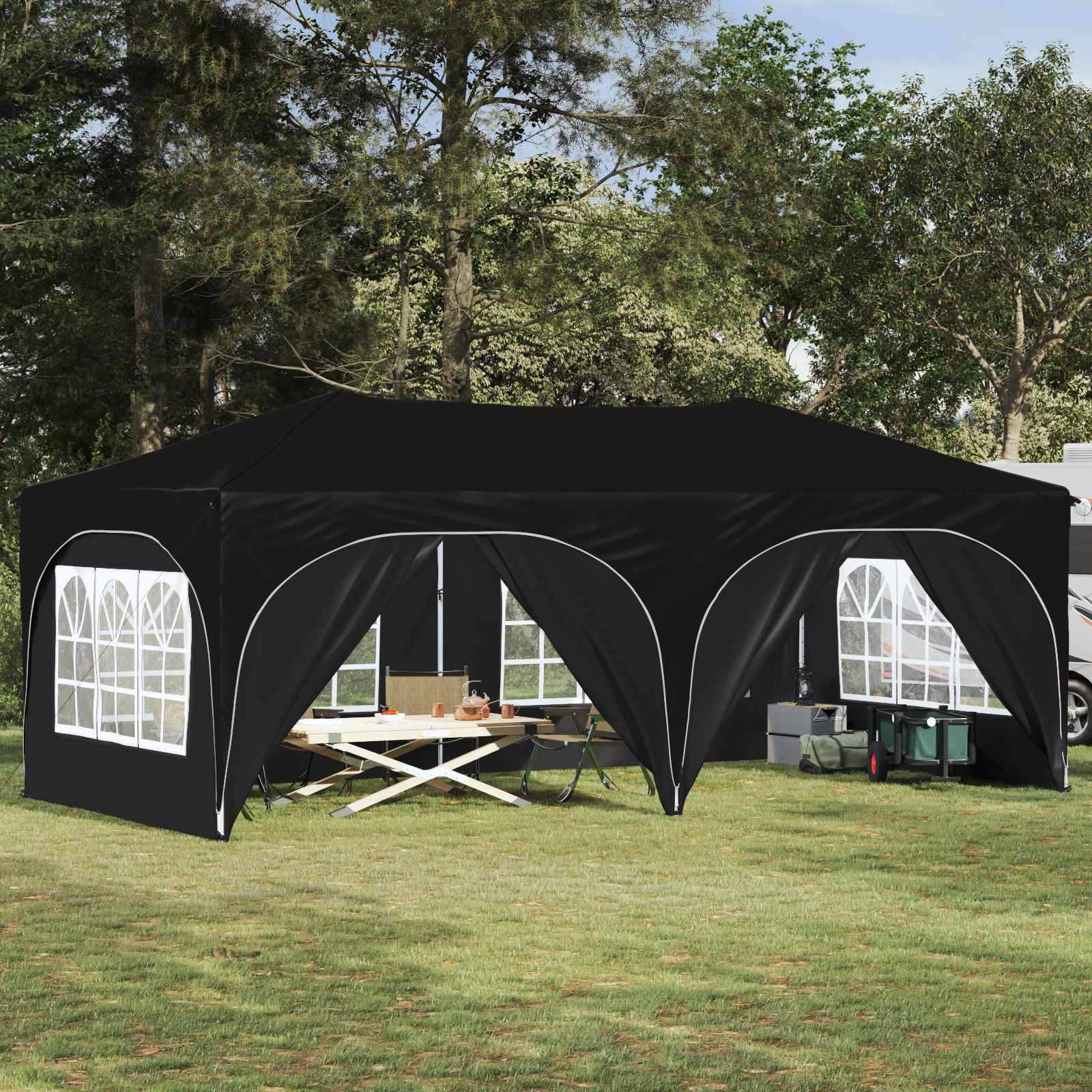 vidaXL Pop-up Partyzelt Schwarz 575 x 288 x 245 cm Oxford-Stoff
