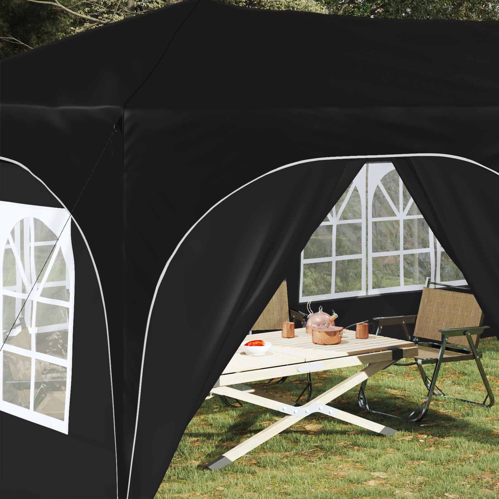 vidaXL Pop-up Partyzelt Schwarz 575 x 288 x 245 cm Oxford-Stoff