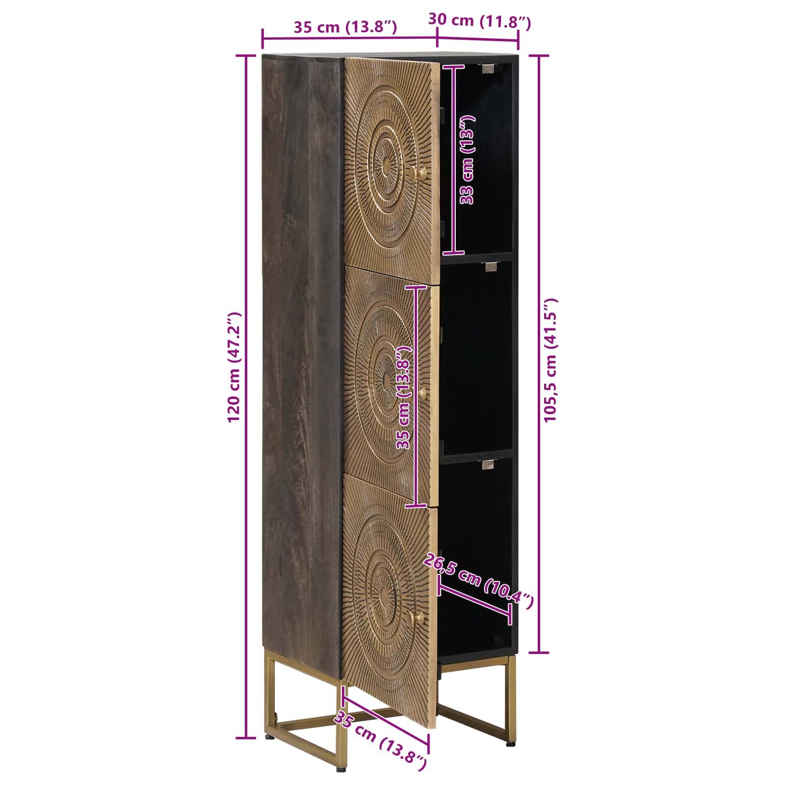 vidaXL Highboard Messing 35 x 30 x 120 cm