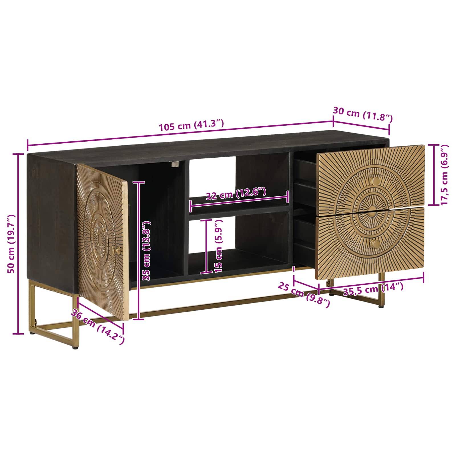 vidaXL TV-Schränk mit Schubladen mit Regal Messing 105 x 30 x 50 cm