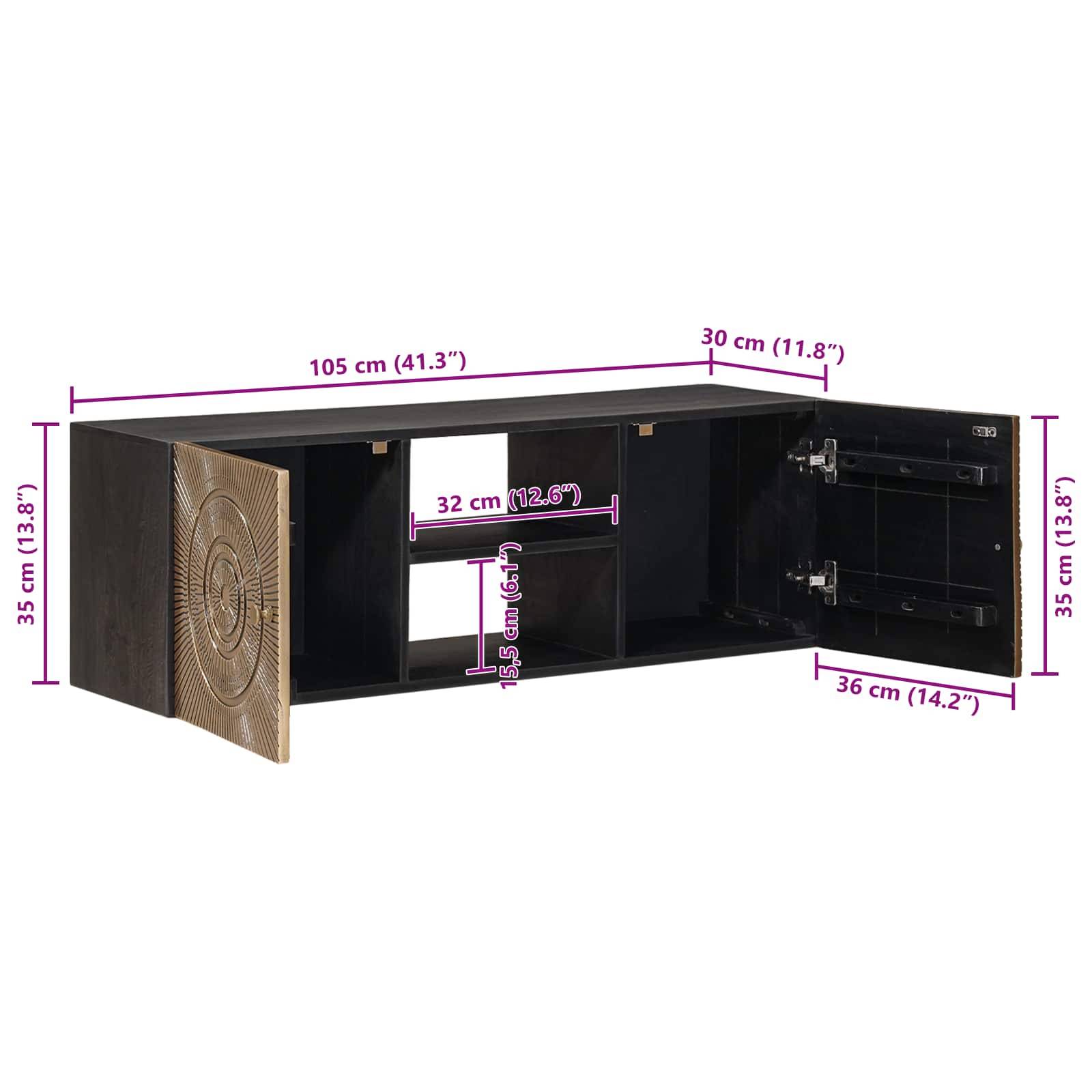 vidaXL TV-Schränk mit Regal mit Speicher Messing 105 x 30 x 35 cm