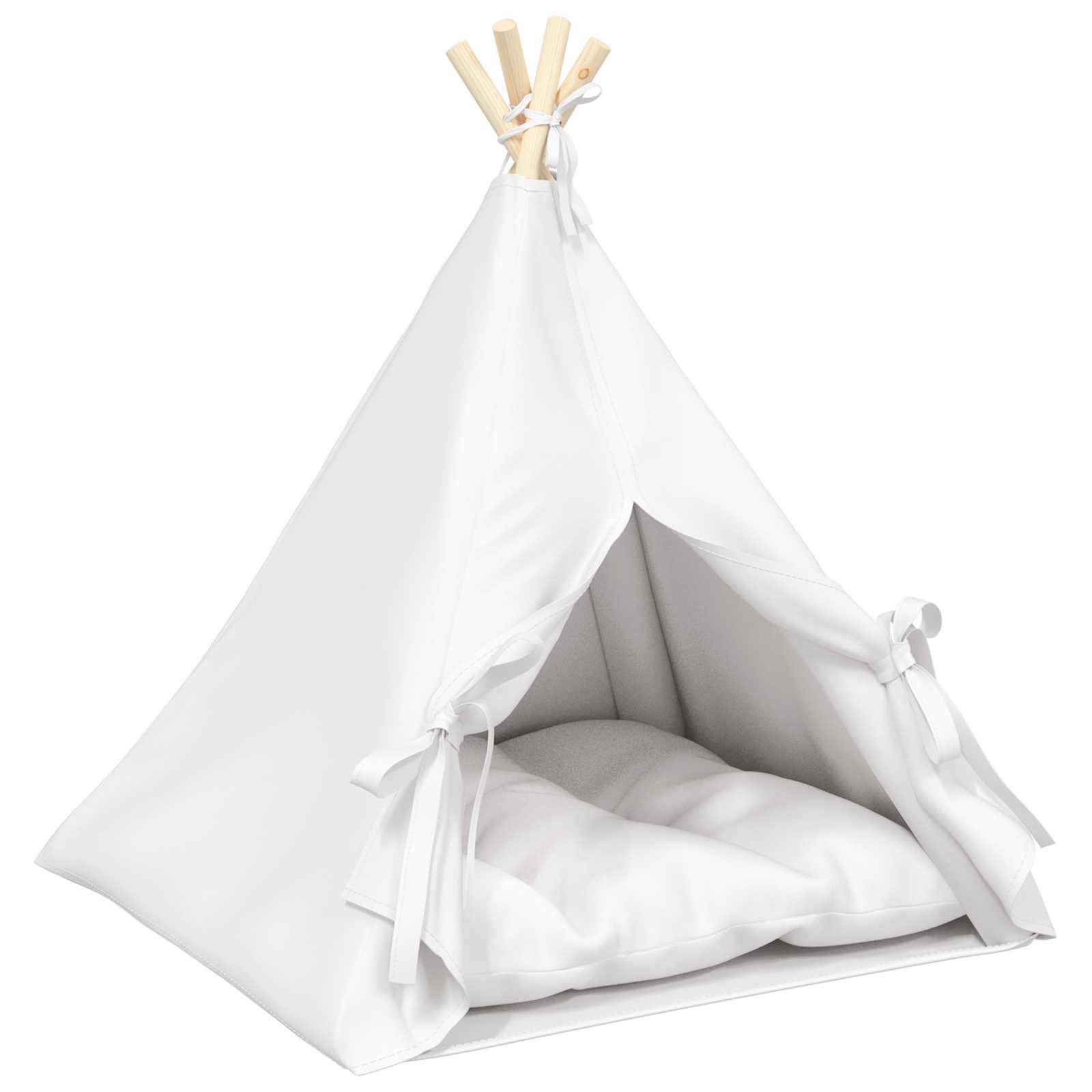vidaXL Haustier-Tipi mit Kissen Weiß 60 x 60 x 70 cm Polyester
