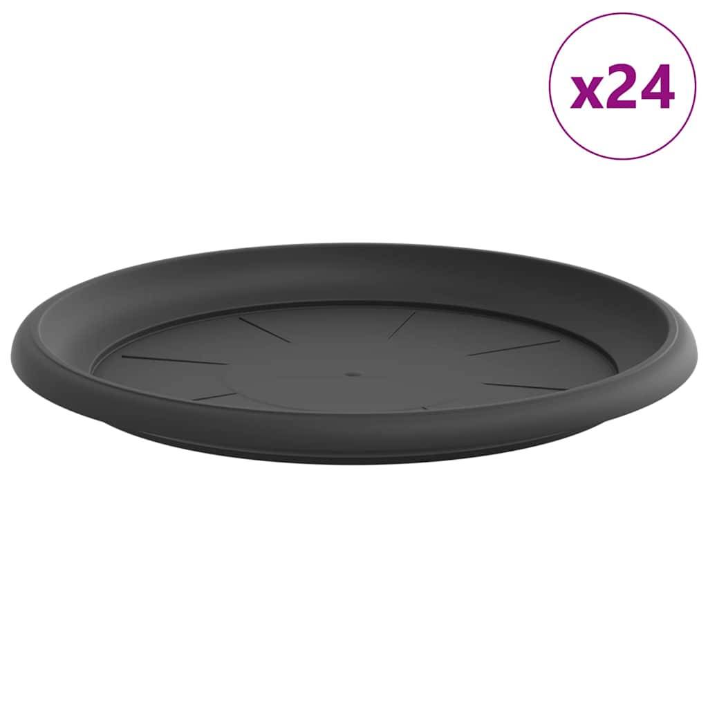 vidaXL Runde Blumenplatte 24 pcs Schwarz Ø 27 x 2,5 cm Kunststoff
