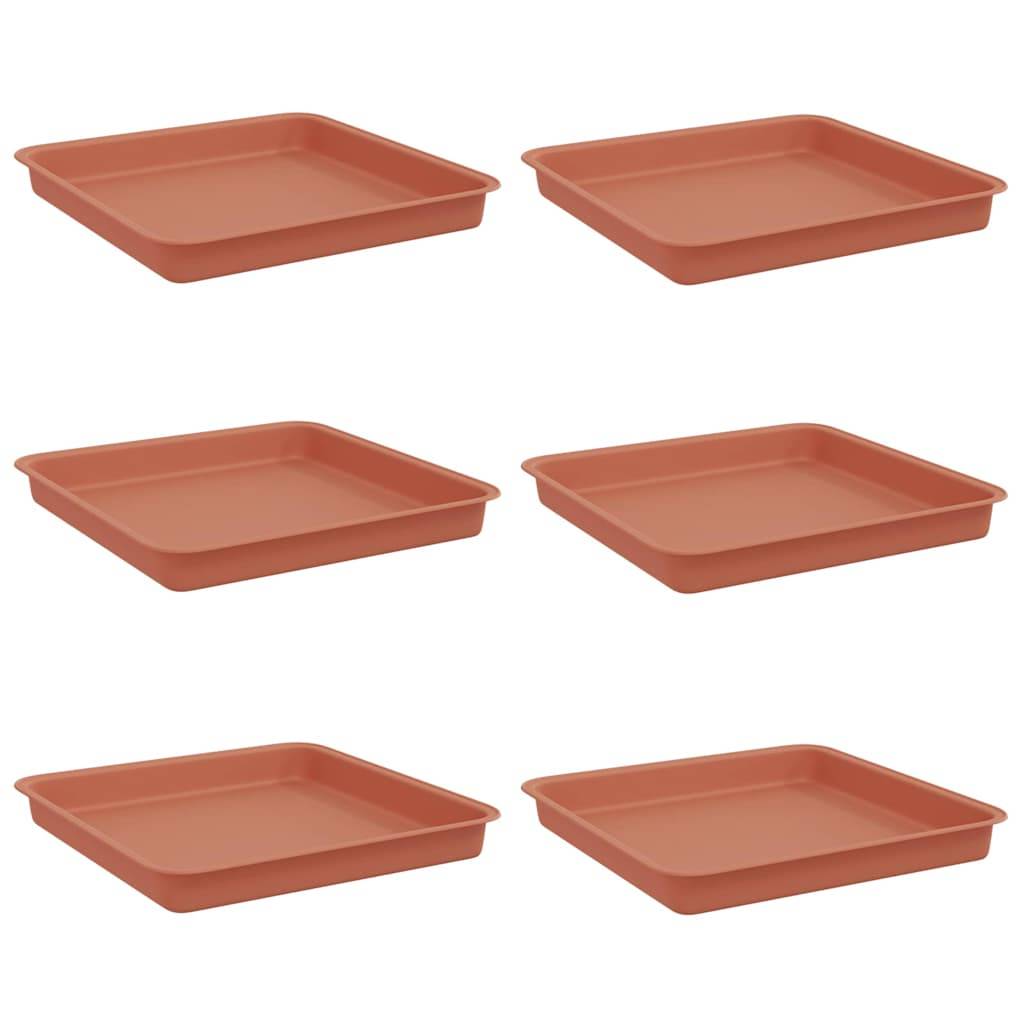 vidaXL Quadratisches Blumentablett 6 pcs Ziegelrot 18 x 18 x 2 cm