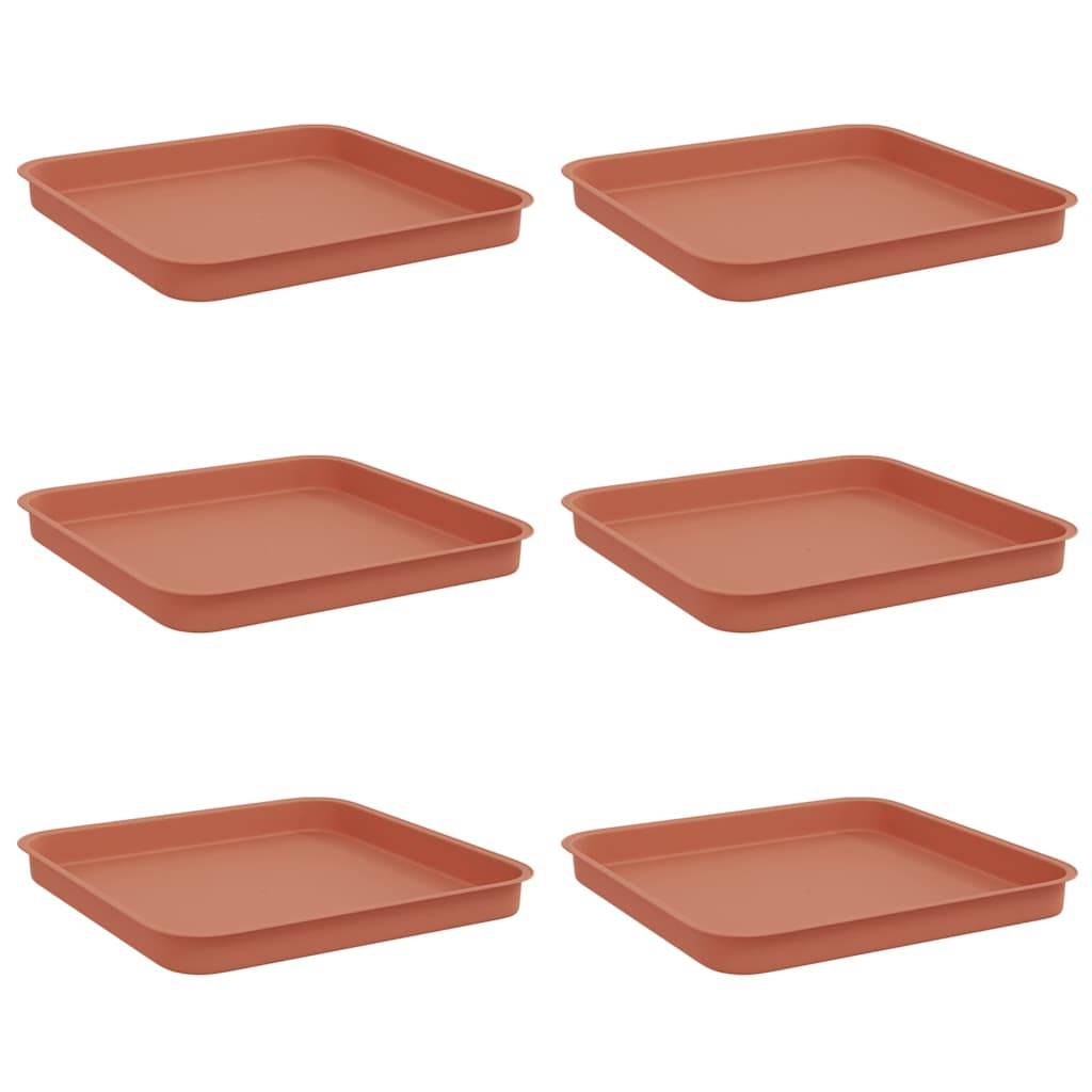 vidaXL Quadratisches Blumentablett 6 pcs Ziegelrot 21 x 21 x 2 cm