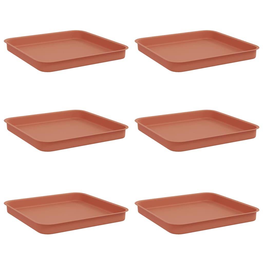 vidaXL Quadratisches Blumentablett 6 pcs Ziegelrot Kunststoff