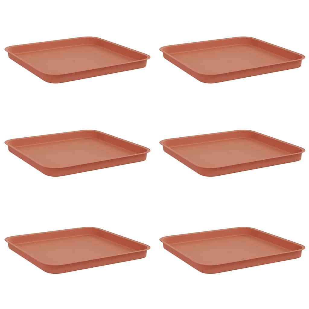 vidaXL Quadratisches Blumentablett 6 pcs Ziegelrot 32 x 32 x 2,5 cm
