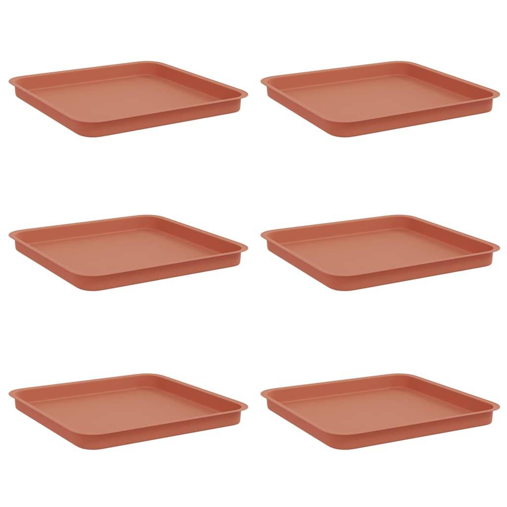 vidaXL Quadratisches Blumentablett 6 pcs Ziegelrot 36 x 36 x 2,5 cm