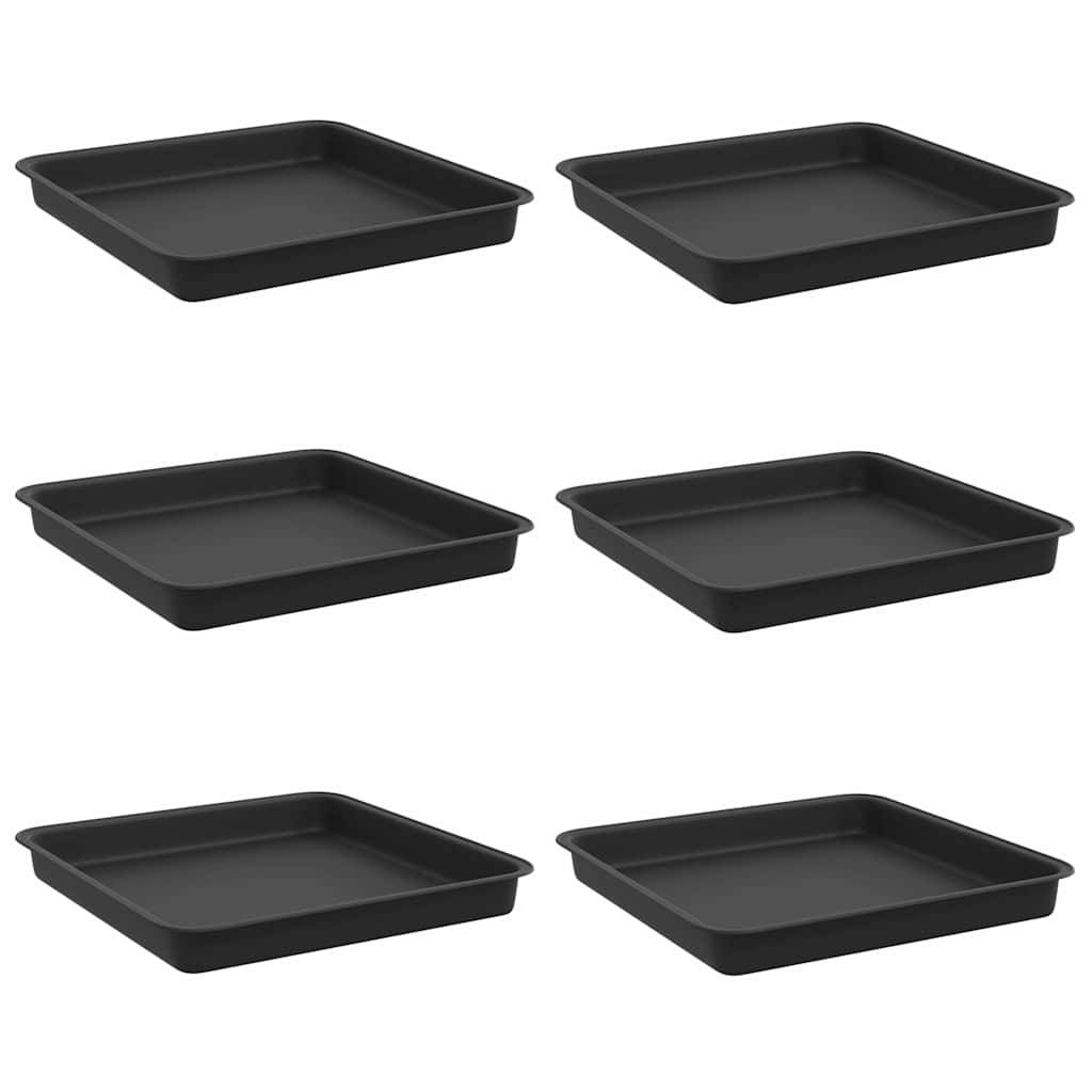 vidaXL Quadratisches Blumentablett 6 pcs Schwarz 18 x 18 x 2 cm